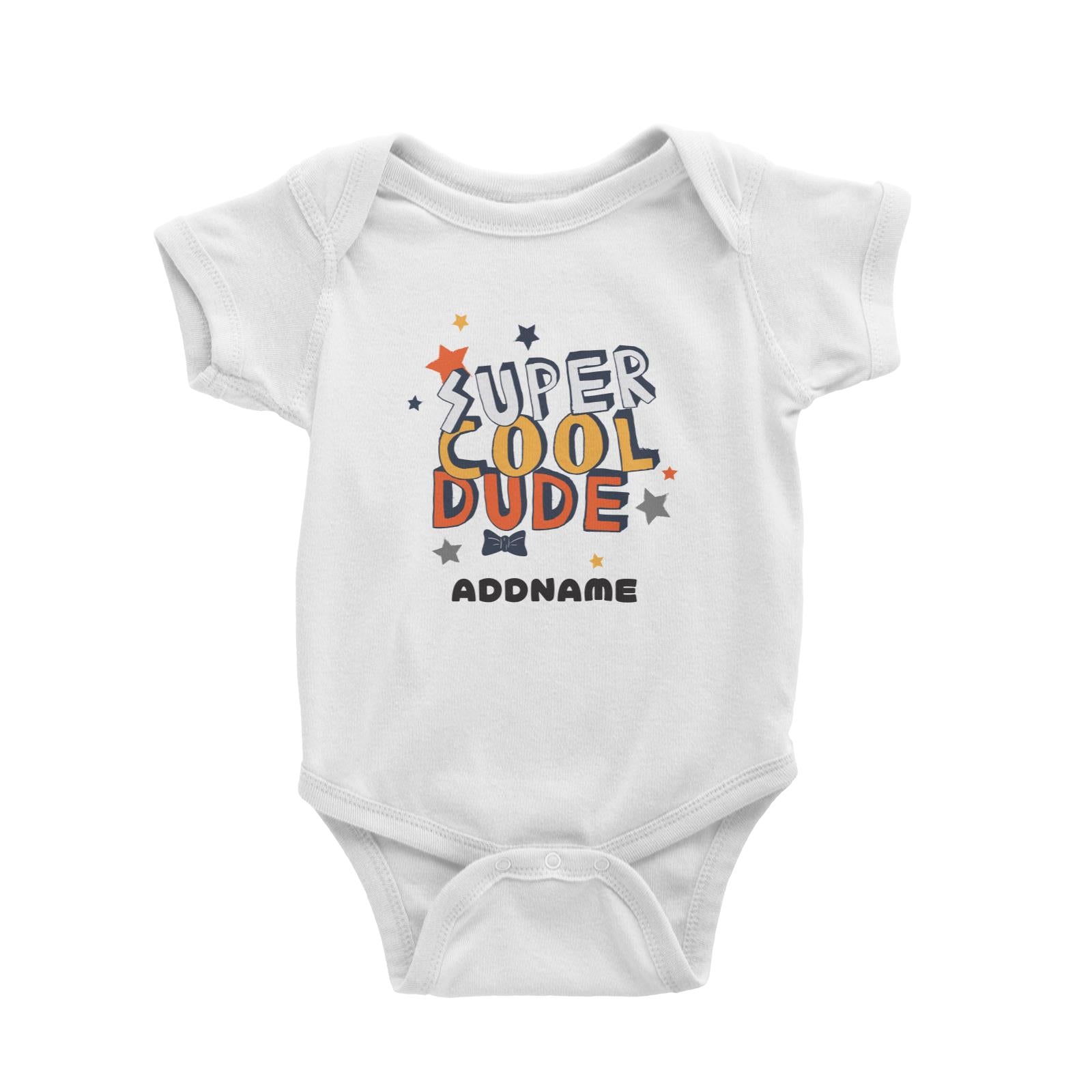 Super Cool Dude with Bow Tie Addname White Baby Romper