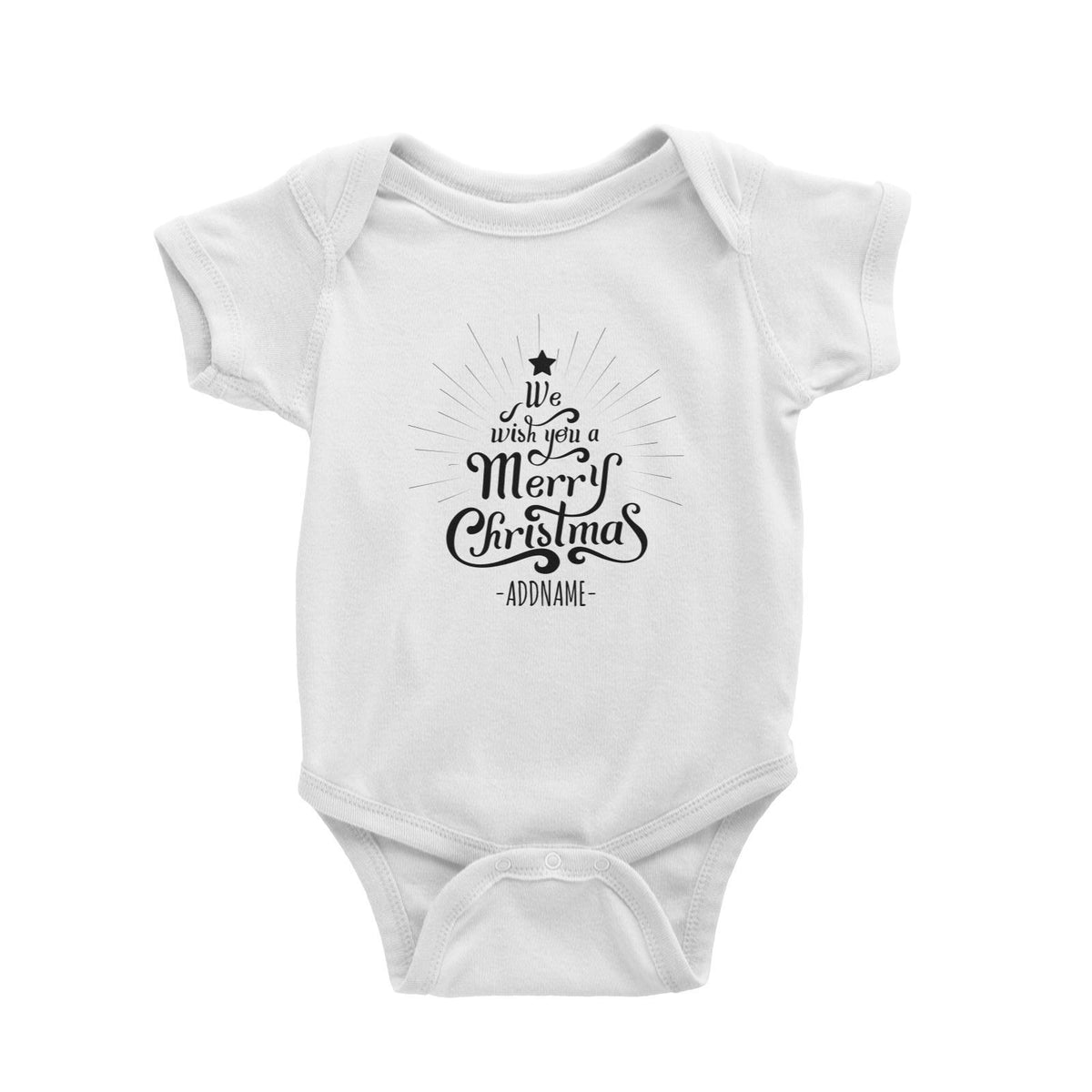 We Wish You A Merry Christmas Greeting Addname Baby Romper  Personalizable Designs Lettering Matching Family
