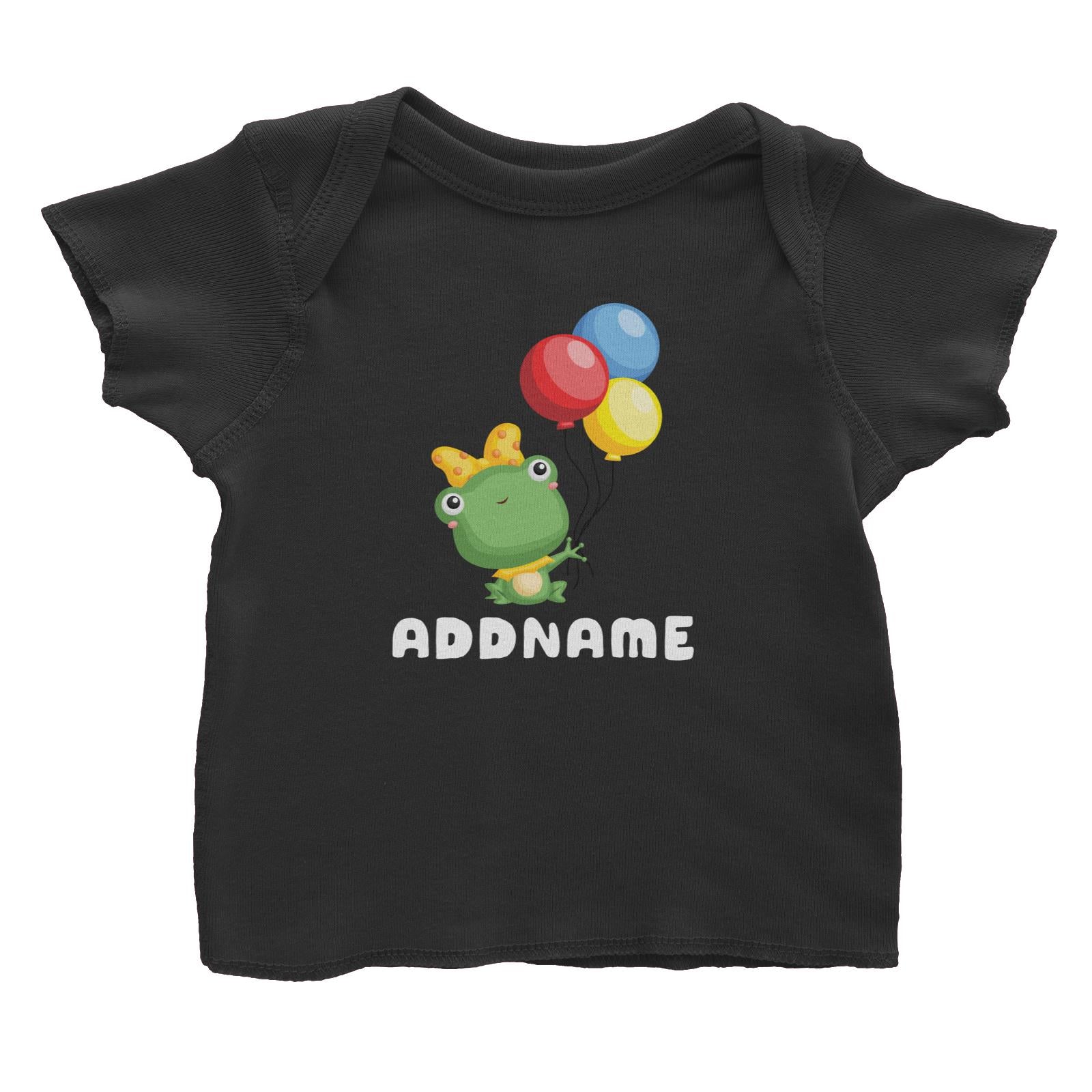 Birthday Frog Frog Girl Holding Balloons Addname Baby T-Shirt