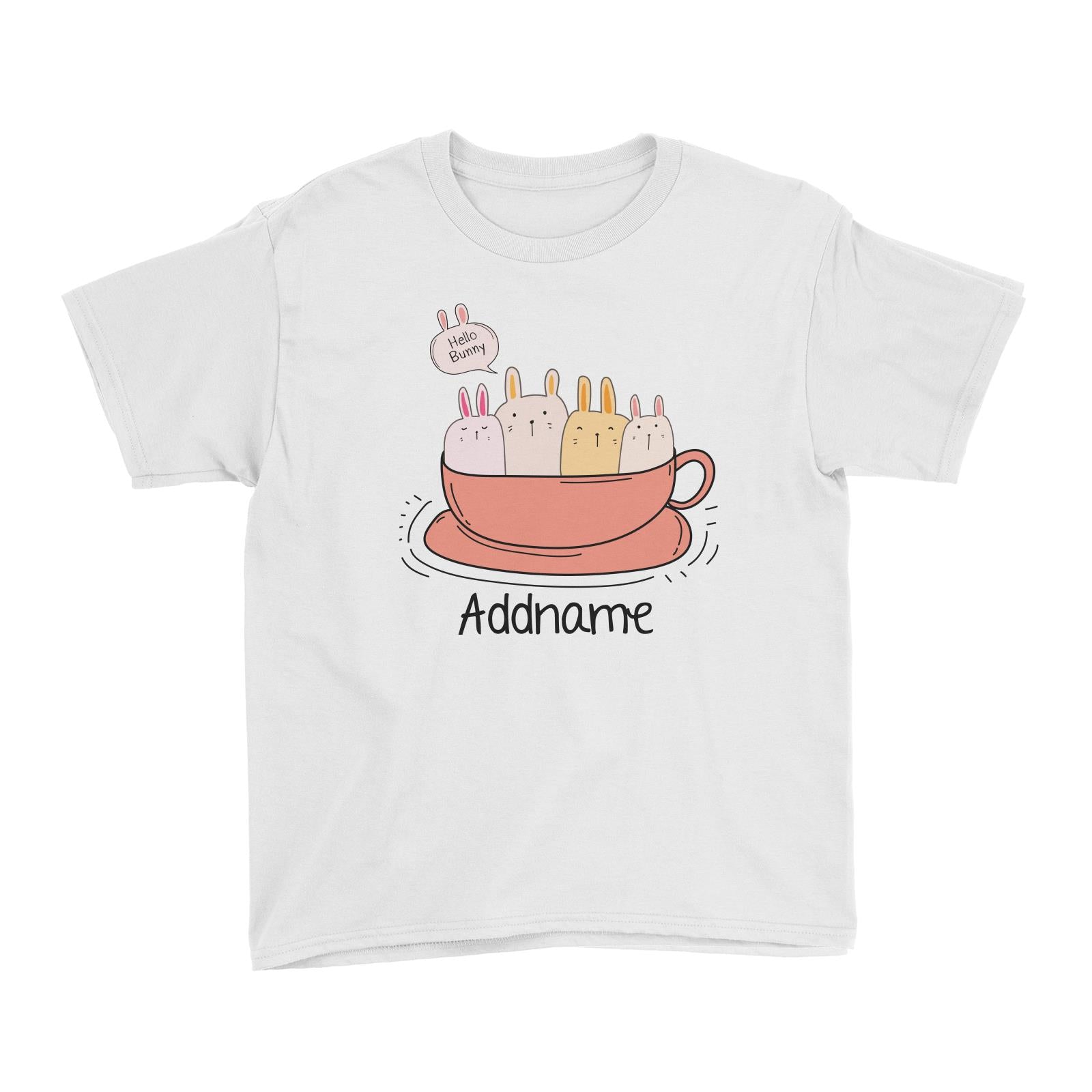 Cute Animals And Friends Series Hello Bunny Coffee Cup Group Addname Kid's T-Shirt