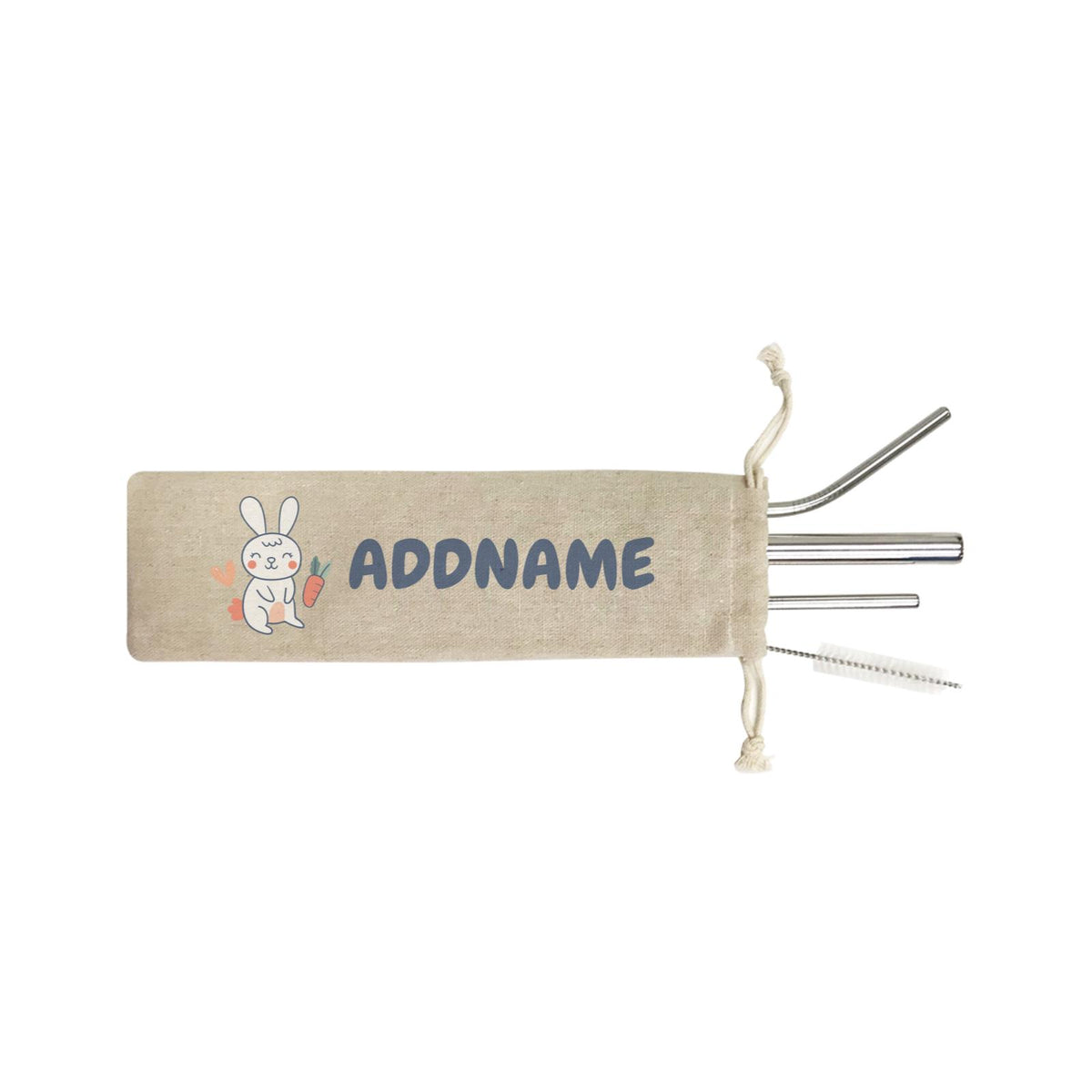 Super Cute Rabbit Standing In Bushes SB 4-in-1 Stainless Steel Straw Set In a Satchel