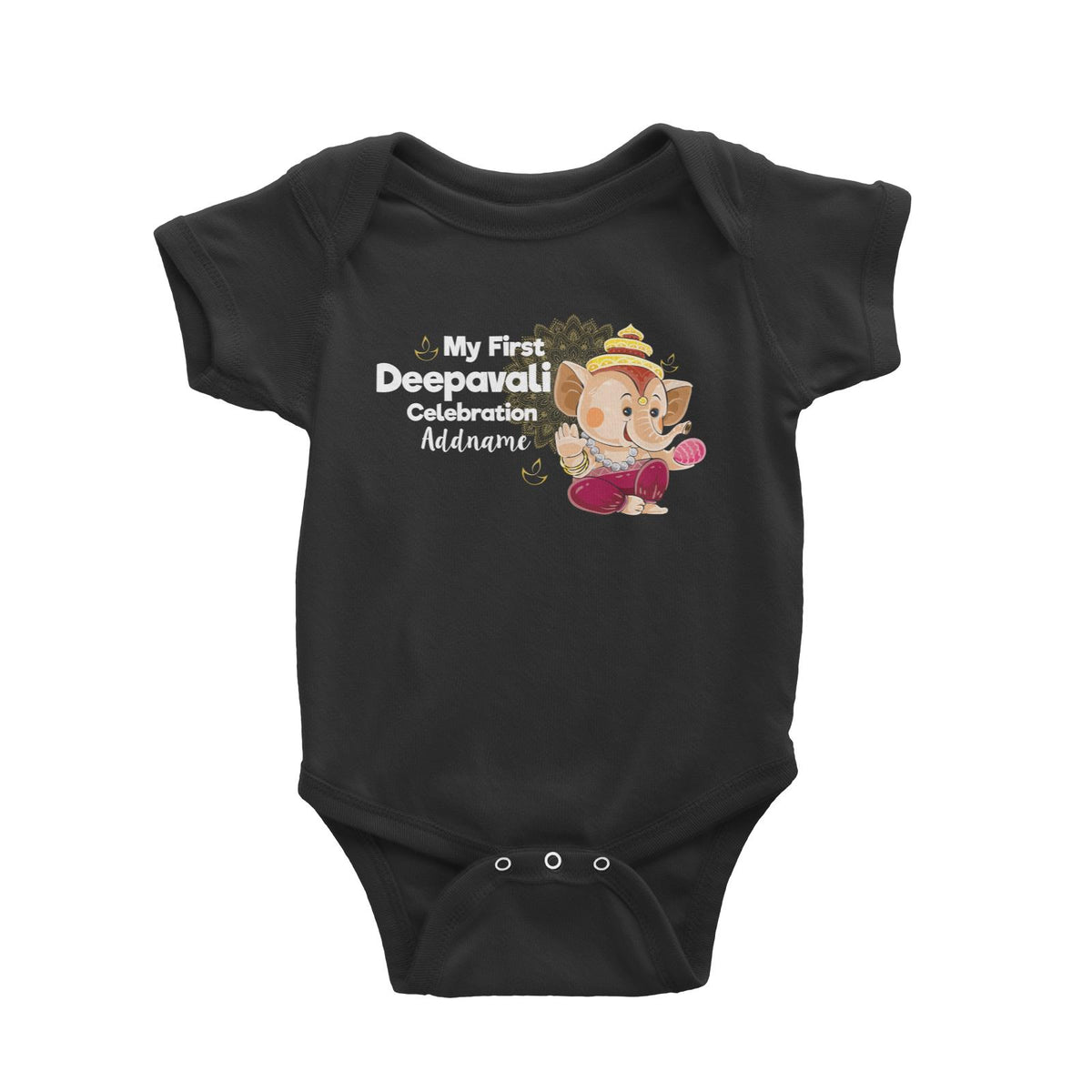 Cute Ganesha My First Deepavali Celebration Addname Baby Romper