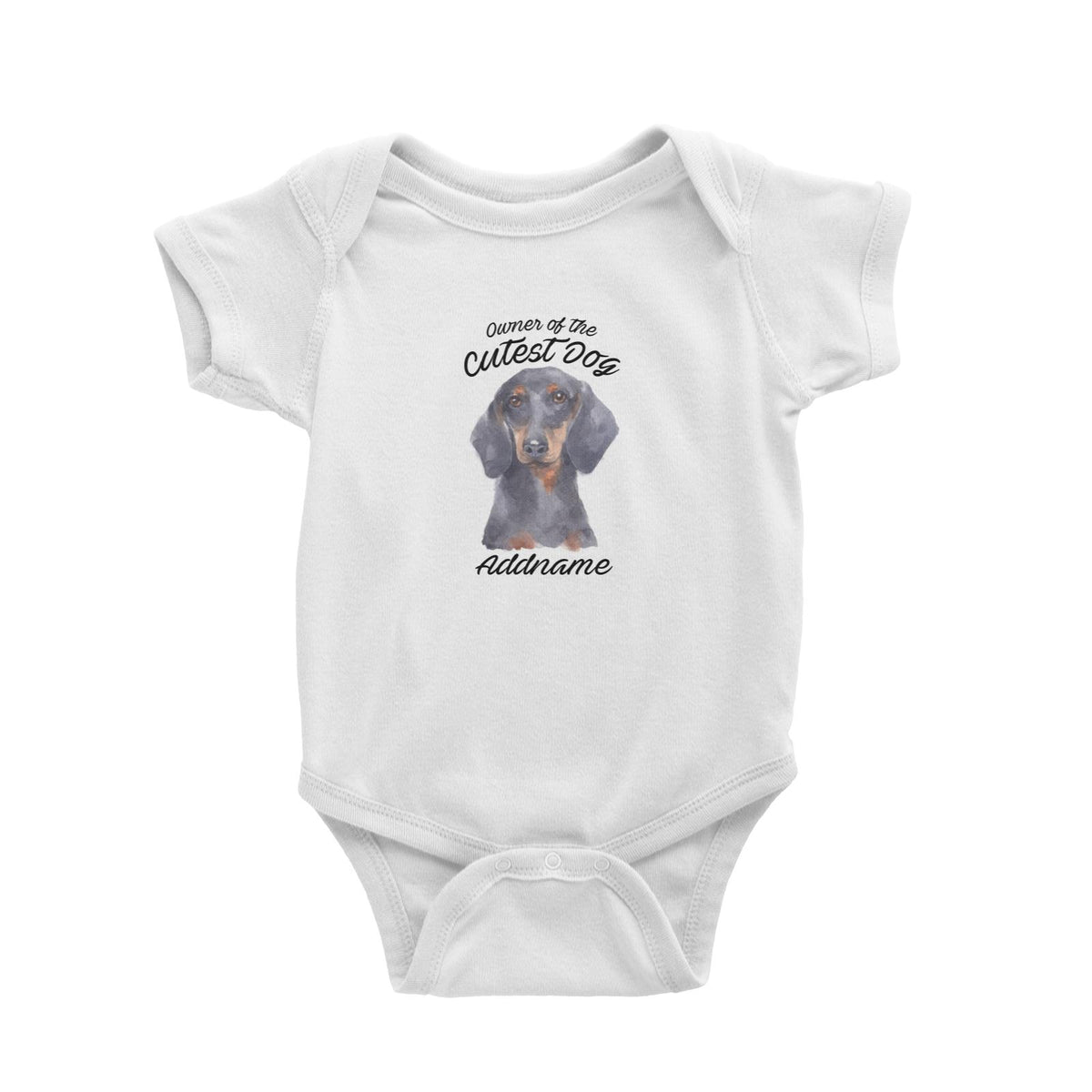 Watercolor Dog Owner Of The Cutest Dog Dachshund Addname Baby Romper