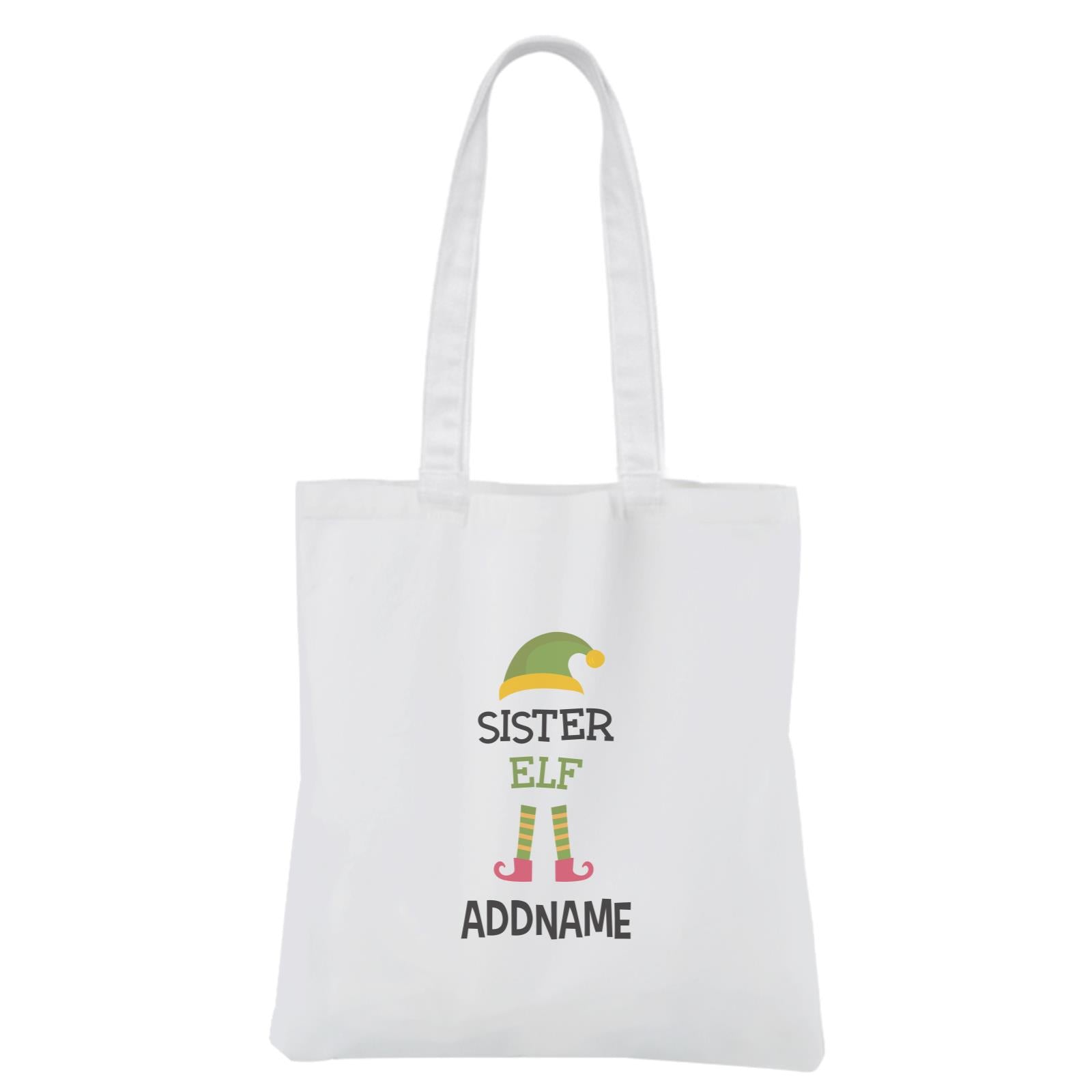 Christmas Series Sister Elf White Canvas Bag