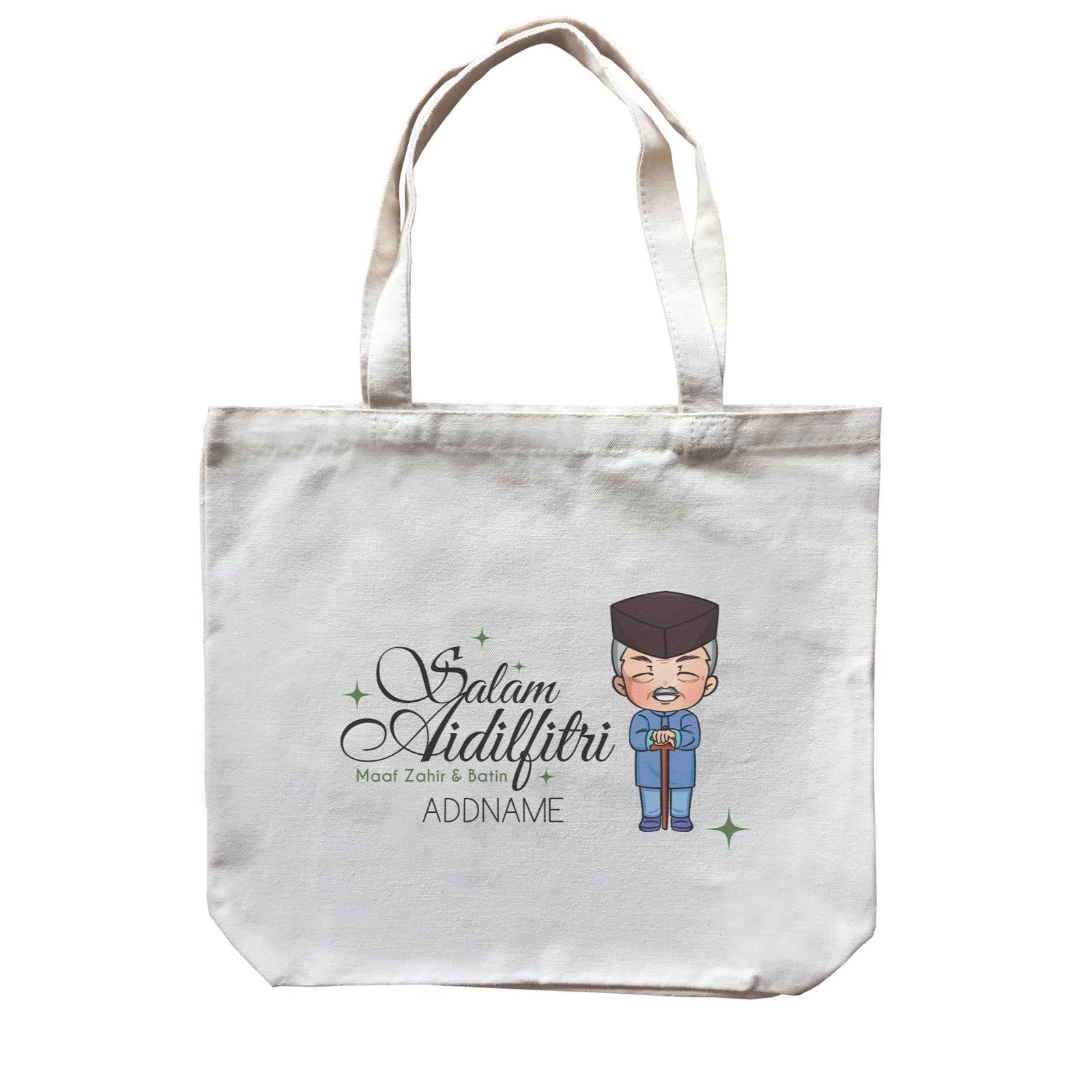Raya Chibi Wishes Grandpa Addname Wishes Everyone Salam Aidilfitri Maaf Zahir & Batin Accessories Canvas Bag