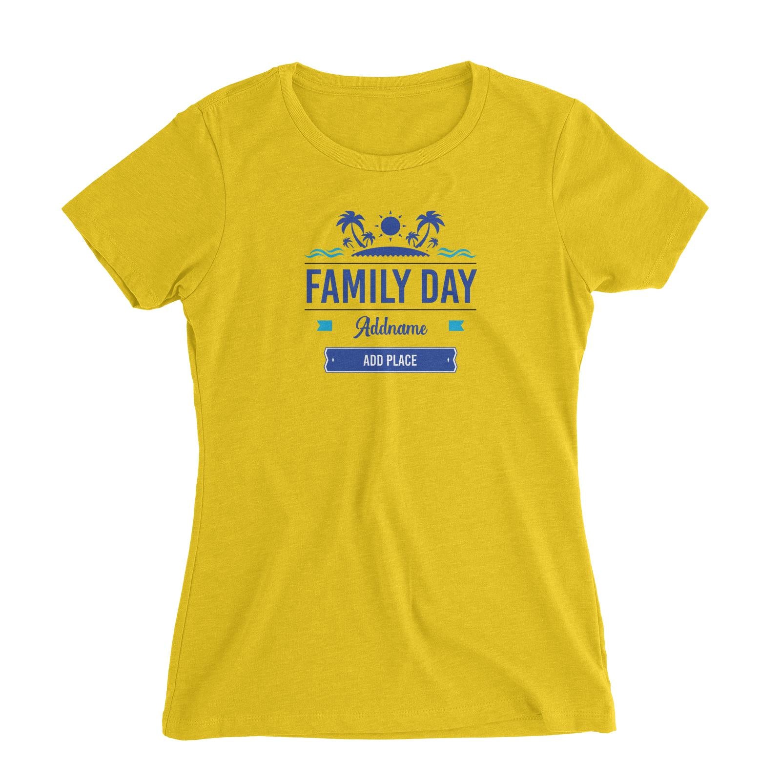 Family Day Tropical Icon Family Day Addname And Add Place Women Slim Fit T-shirt