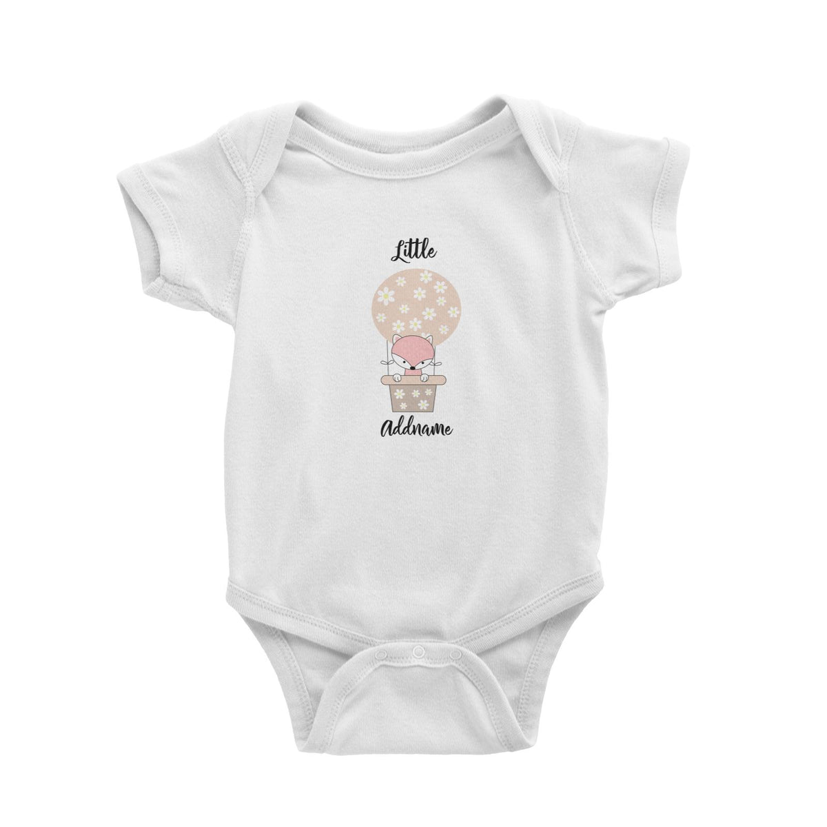 Cute Air Balloon with Fox Addname Baby Romper