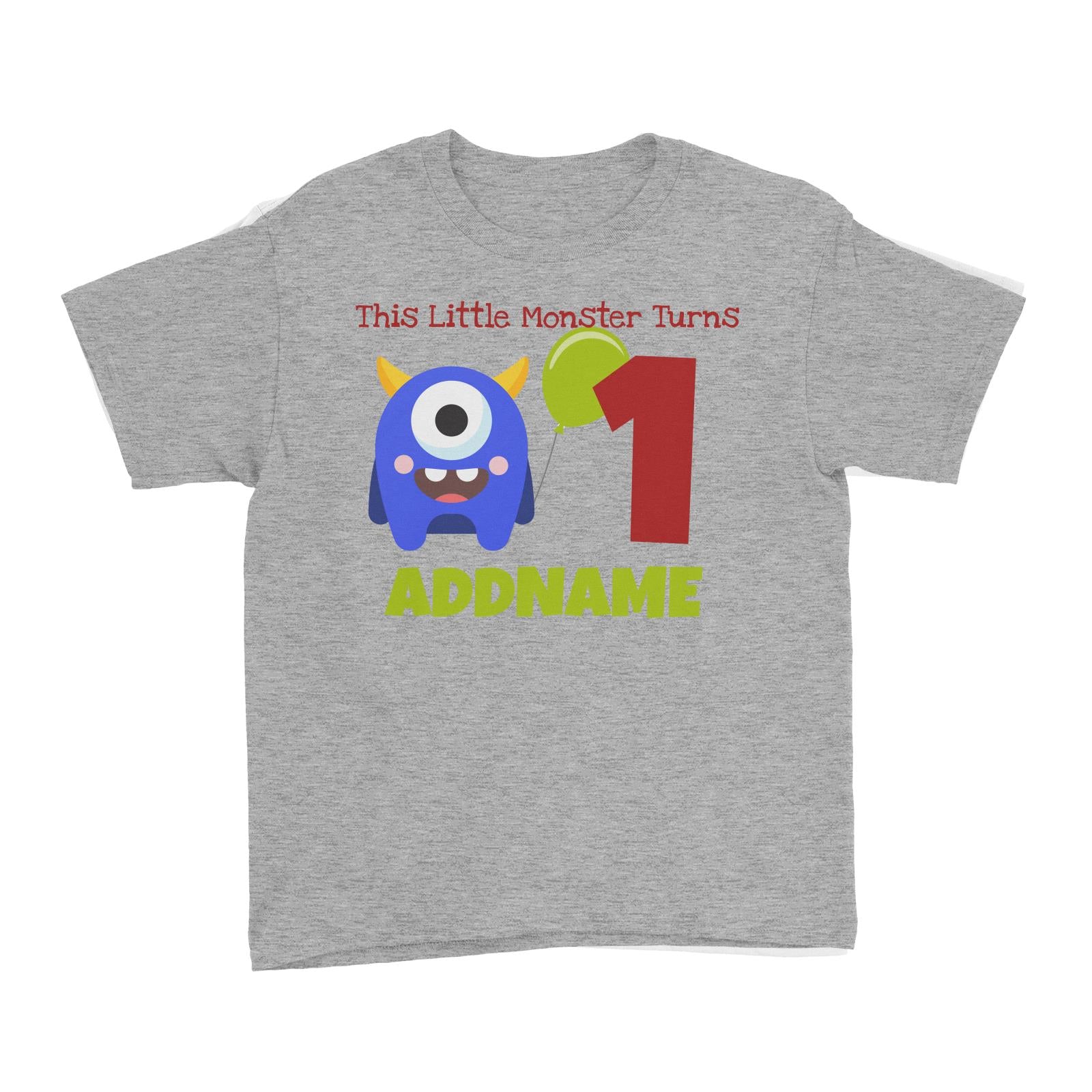 Blue Monster Birthday Theme Personalizable with Name and Number Kid's T-Shirt
