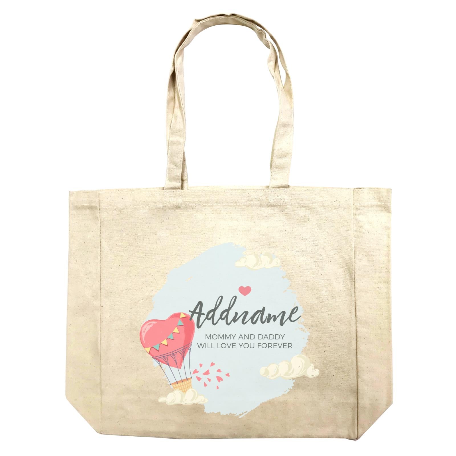 Heart Shaped Hot Air Balloon with Hearts and Clouds Personalizable with Name and Text Shopping Bag
