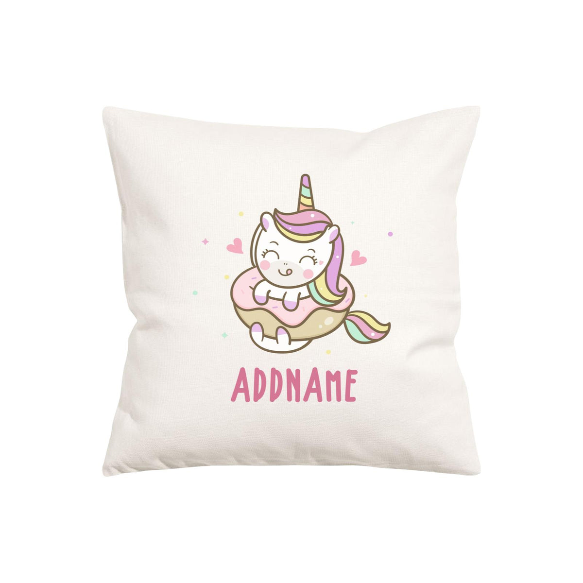 Unicorn And Princess Series Unicorn Eating Donut Addname Pillow Cushion