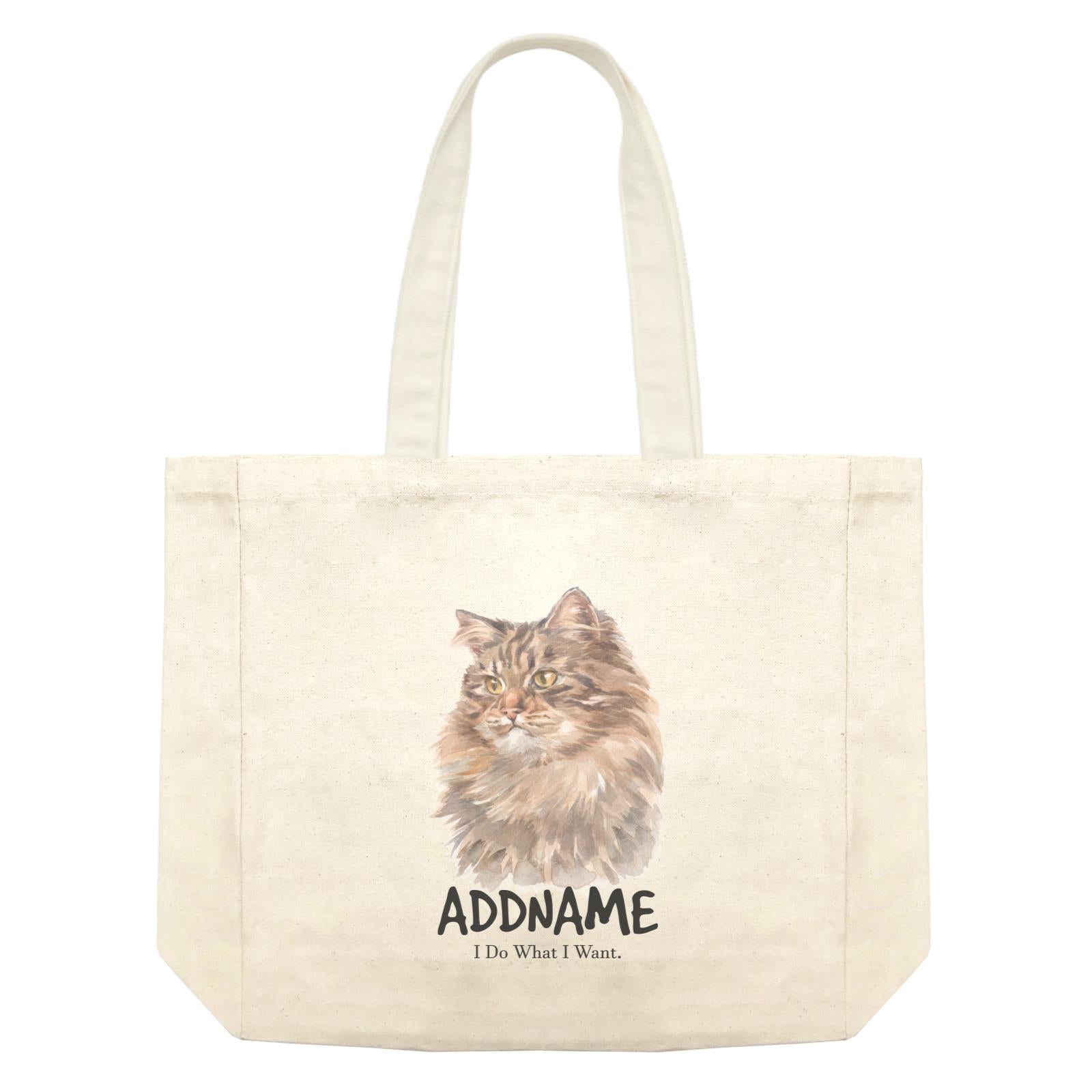 Watercolor Cat Siberian Cat Brown I Do What I Want Addname Shopping Bag