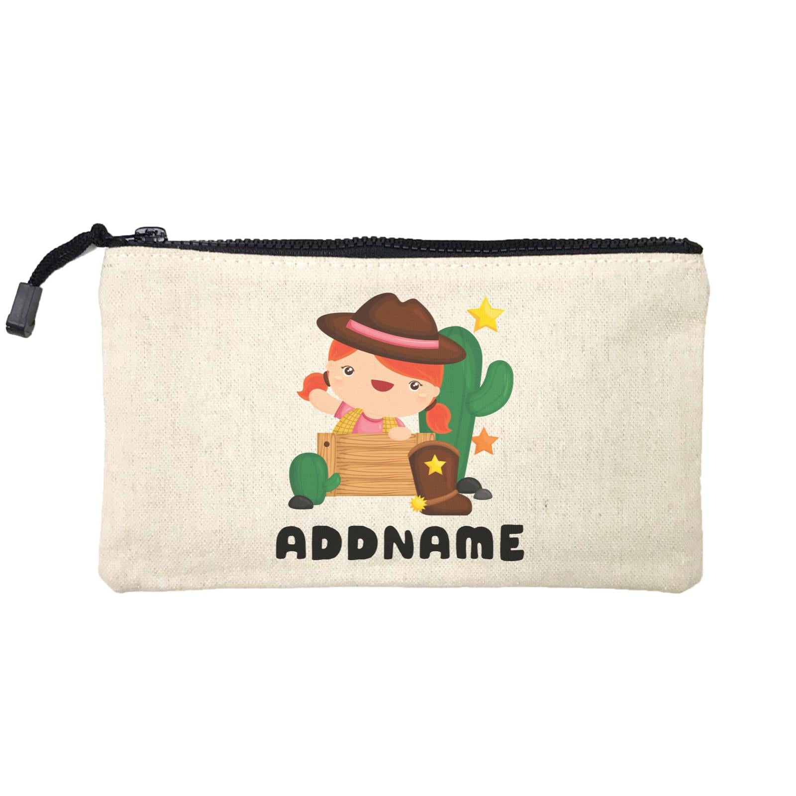 Birthday Cowboy Style Little Cowgirl Playing Wooden Box Addname Mini Accessories Stationery Pouch