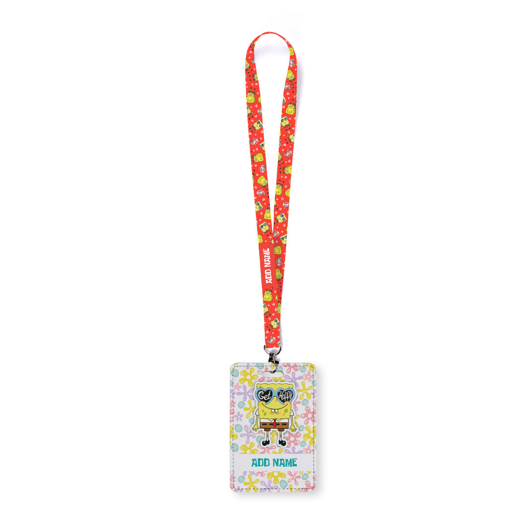 SpongeBob - Get Happy Personalized Lanyard wih Cardholder