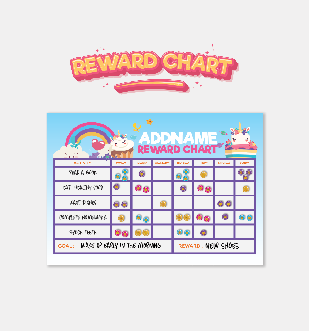 Kids Essentials - Kids Planner With Reward Sticker Unicorn With Donut