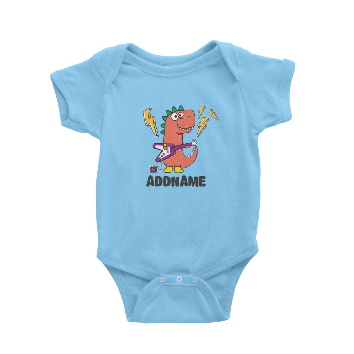 Super Cute Dinosaur Red Guitarist Baby Romper