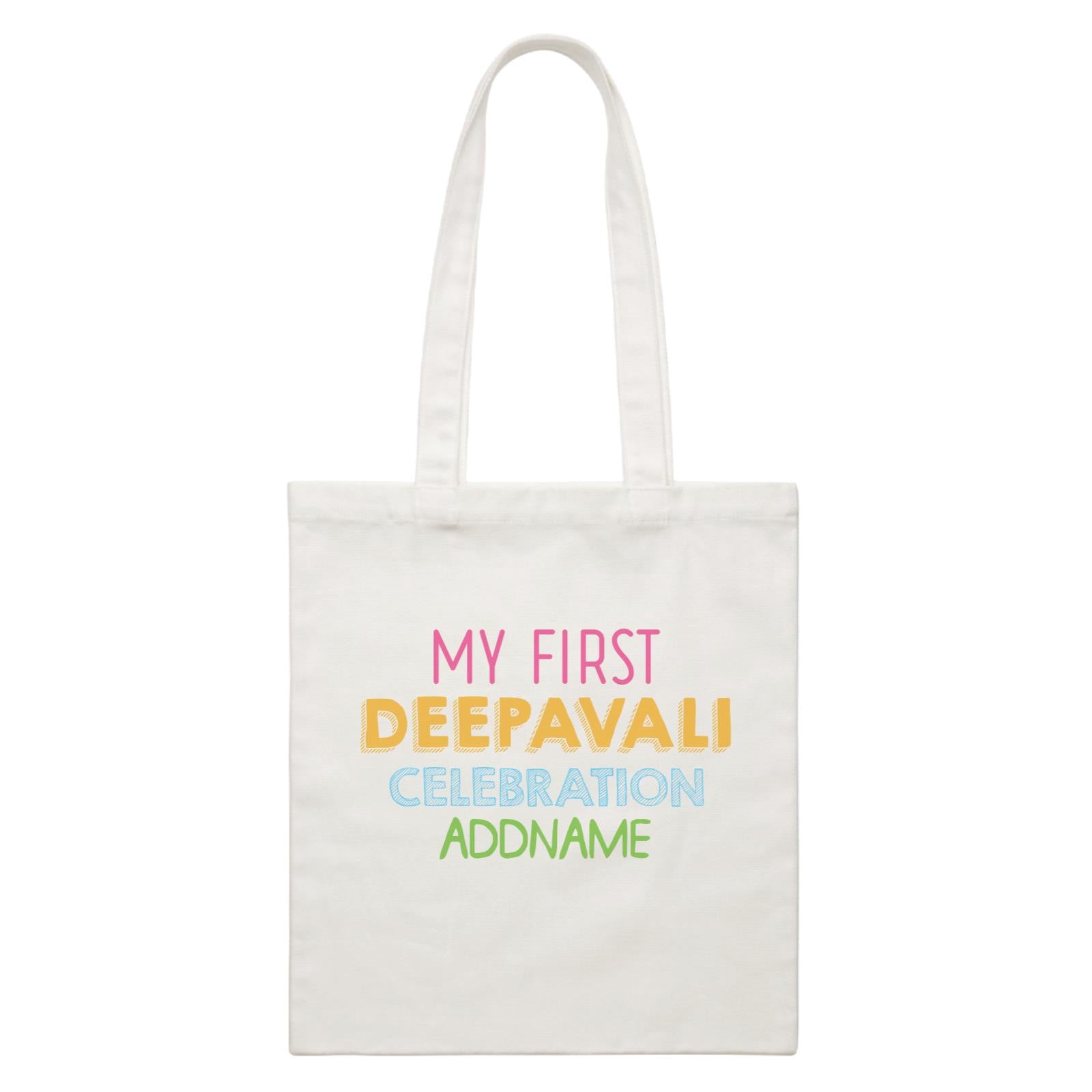 Deepavali Colourful My First Deepavali Celebration Addname White Canvas Bag