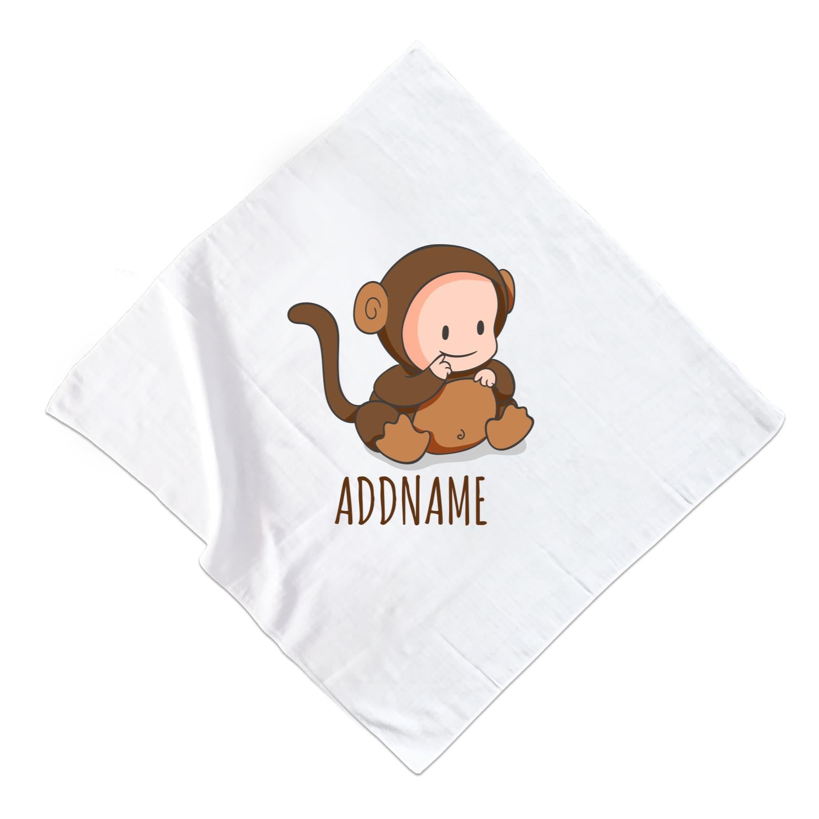 Cute Baby in Brown Monkey Suit Addname Muslin Square