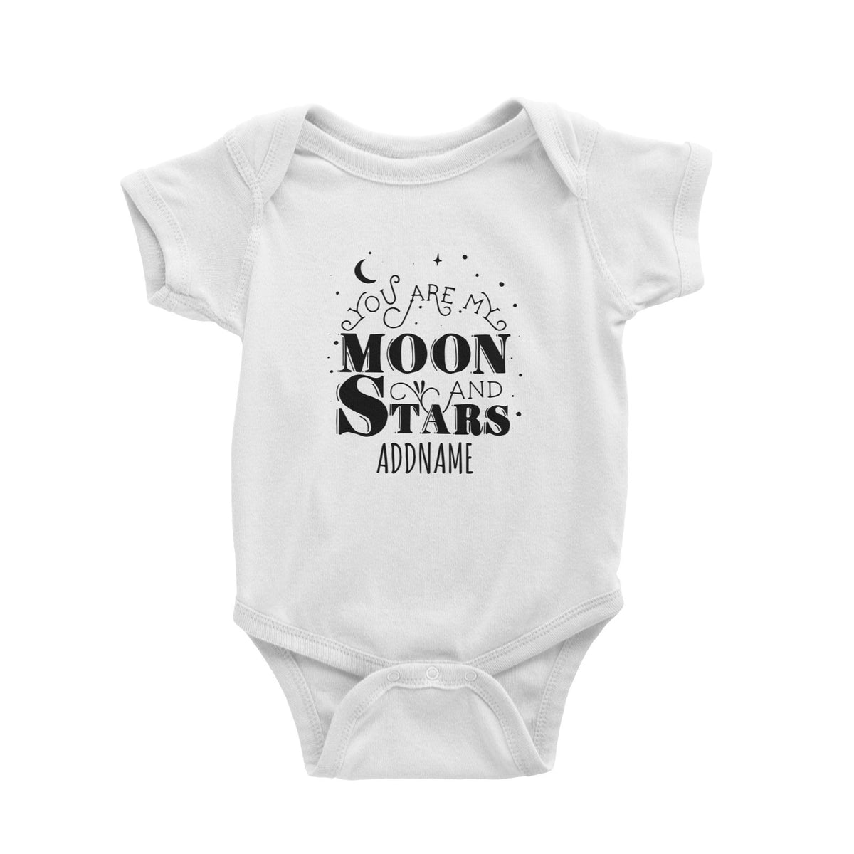 You are My Moon and Stars Doodle Phrase White White Baby Romper
