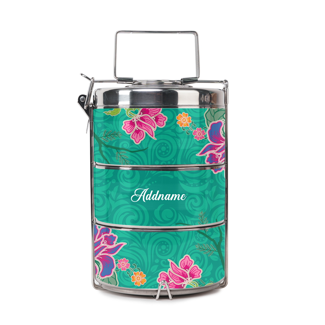 Modern Mahsuri Green - Three-Tier Tiffin Carrier