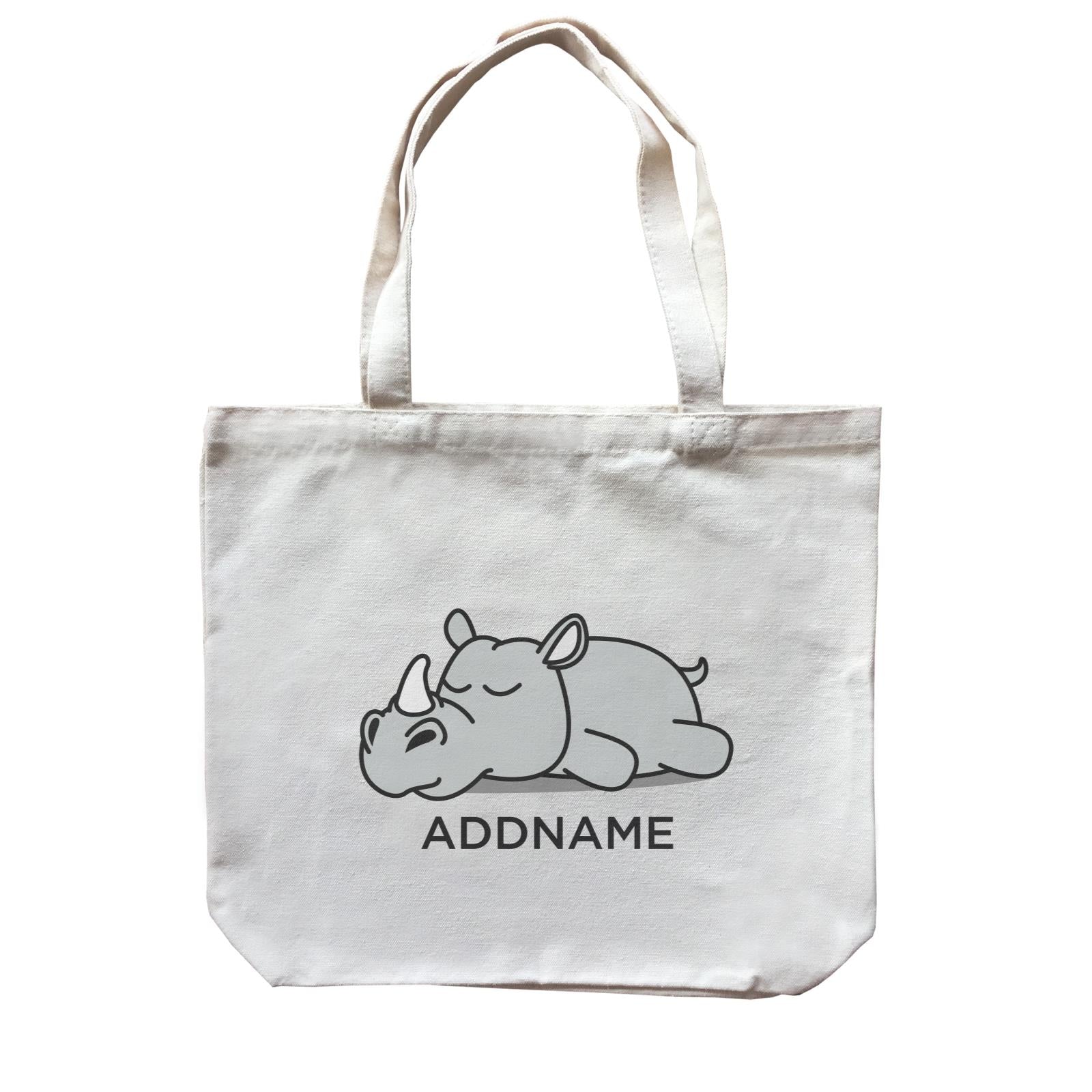 Lazy Rhinoceras Addname Canvas Bag