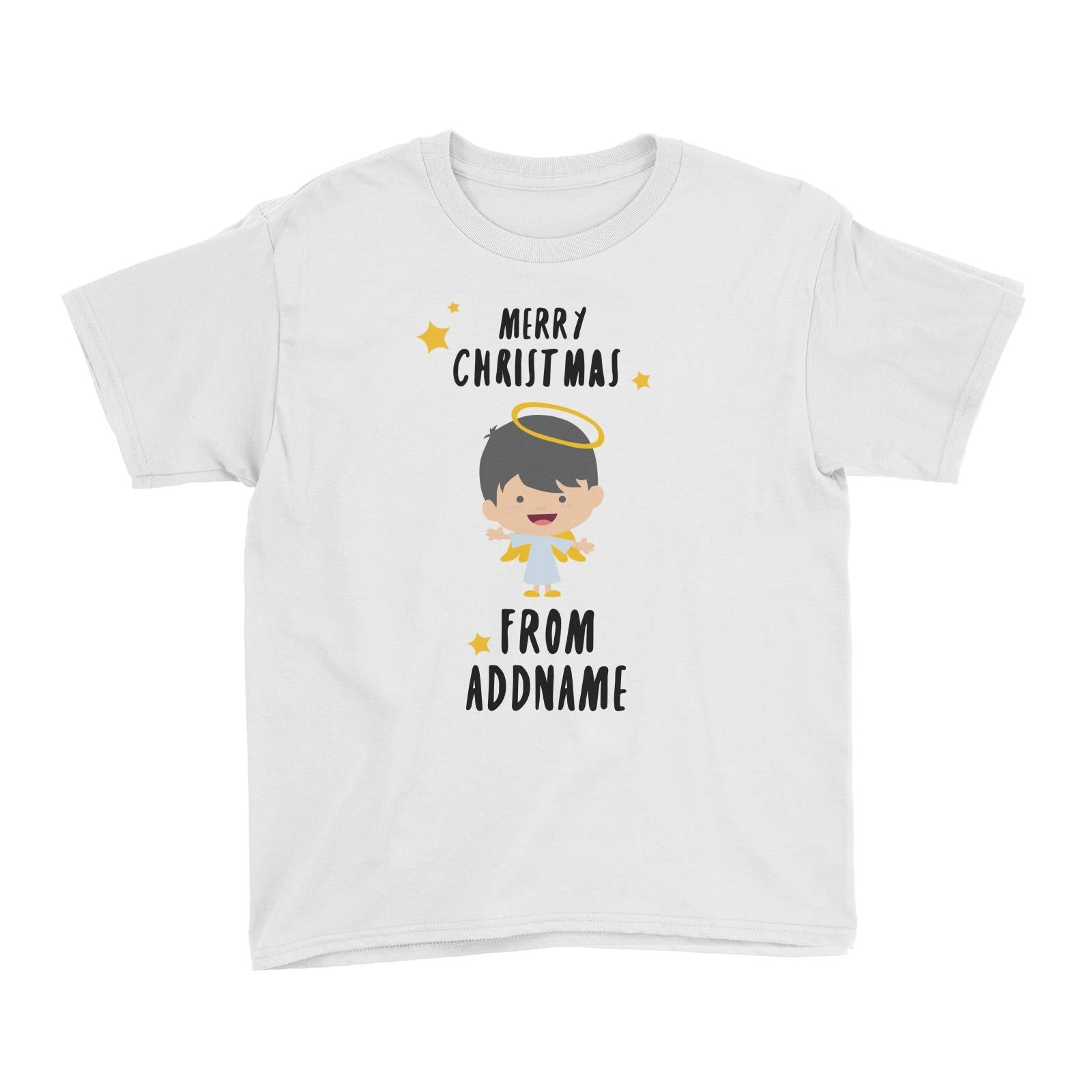 Cute Boy Angel Merry Christmas Addname Kid's T-Shirt  Personalizable Designs Matching Family