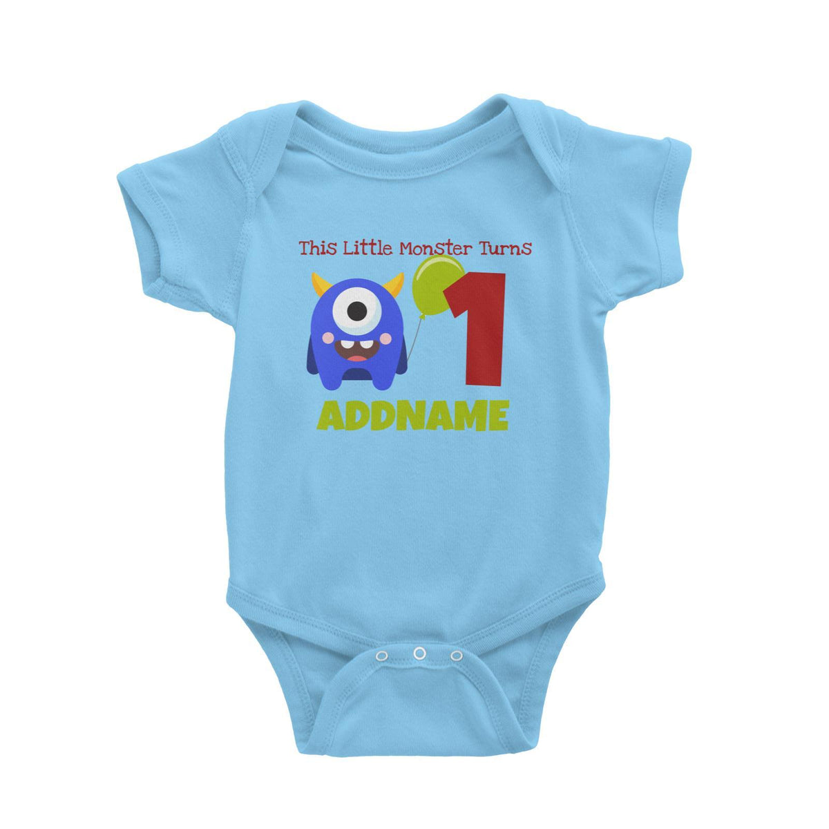 Blue Monster Birthday Theme Personalizable with Name and Number Baby Romper