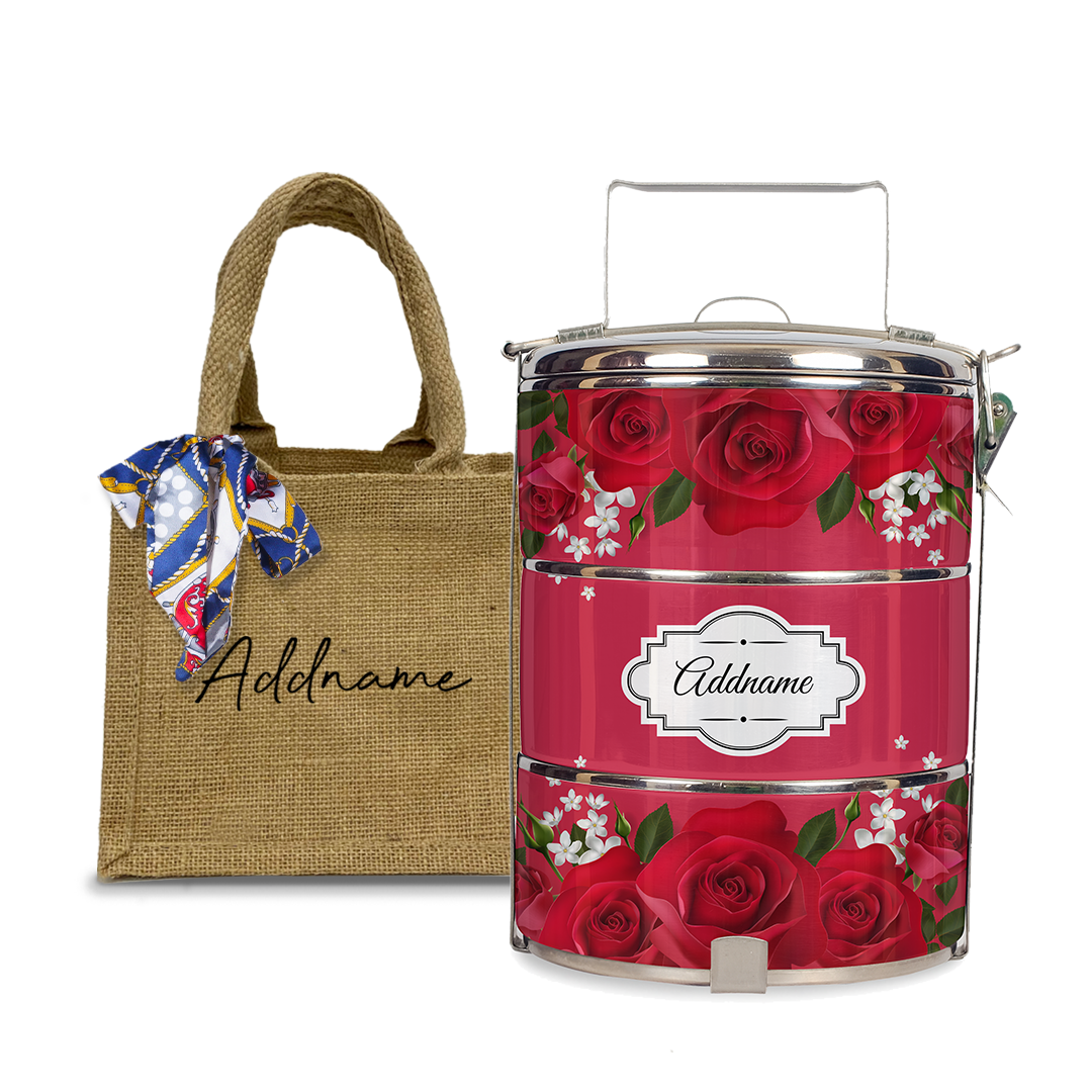 Full Red Rose Tiffin Carrier
