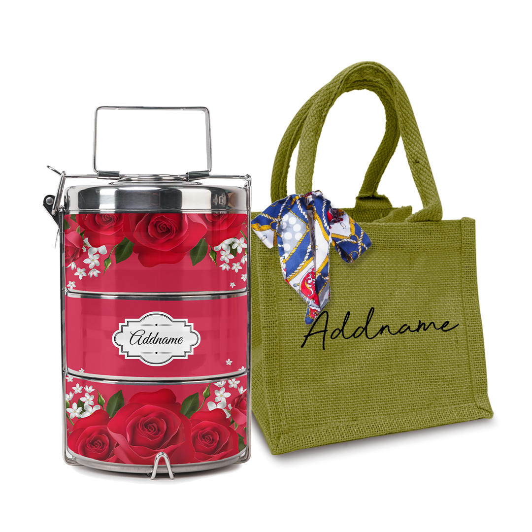 Full Red Rose Tiffin Carrier