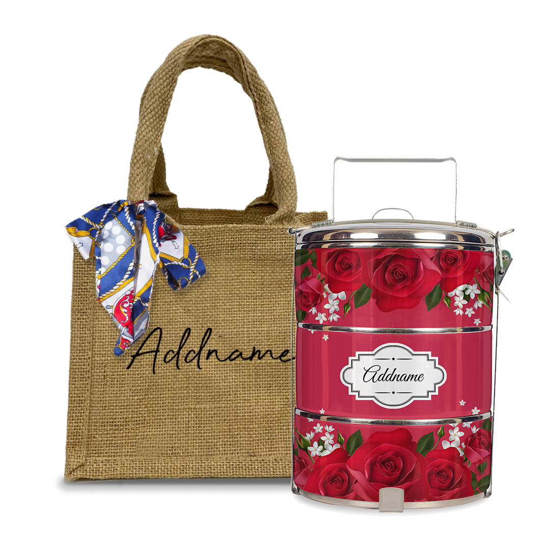Full Red Rose Tiffin Carrier