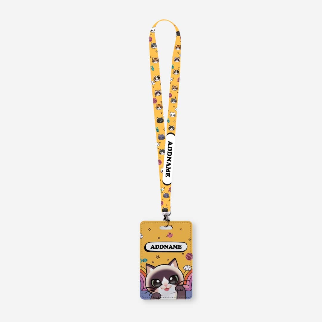 Paw Print Series Lanyard with Cardholder - Siamese Cat