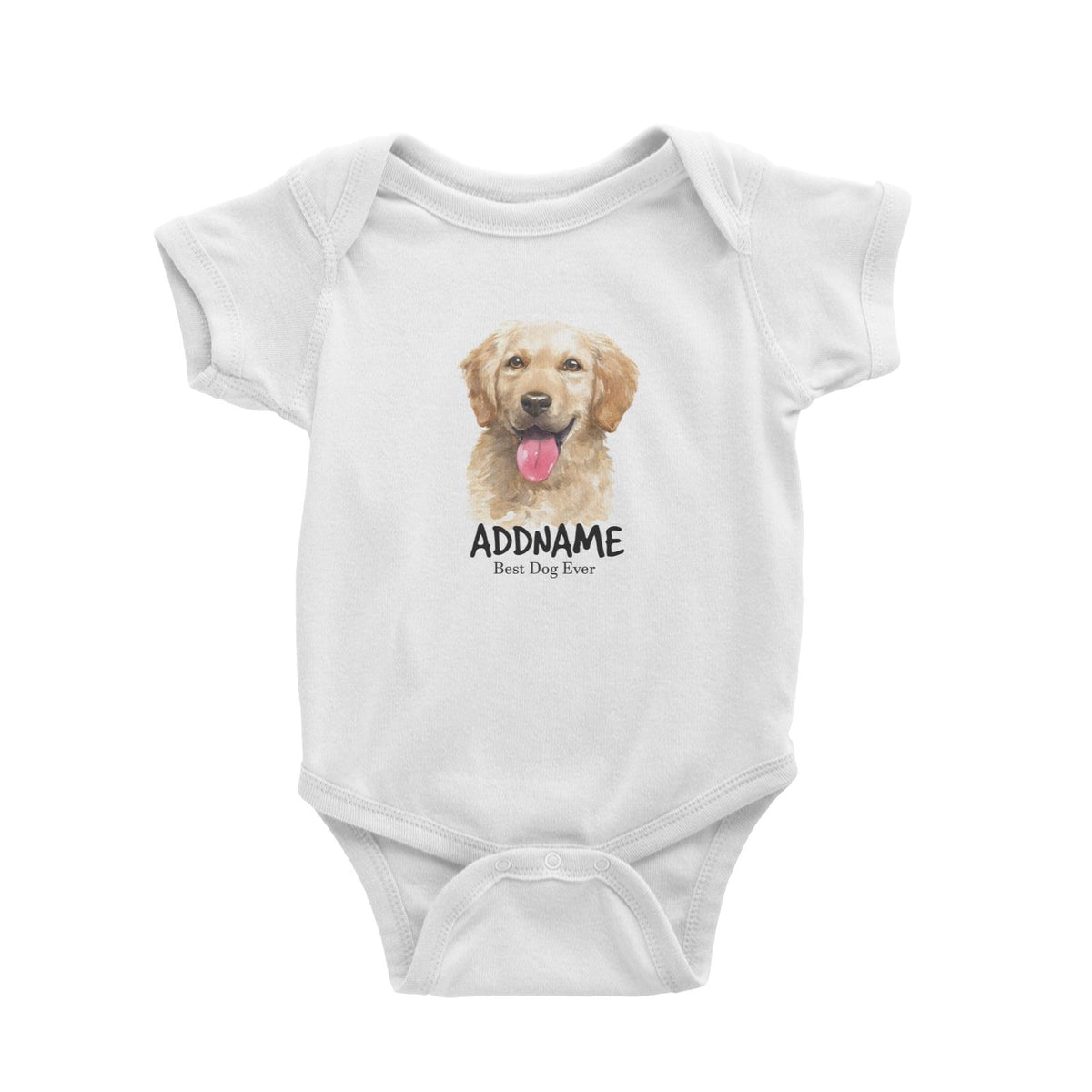 Watercolor Dog Golden Retriever Smile Best Dog Ever Addname Baby Romper