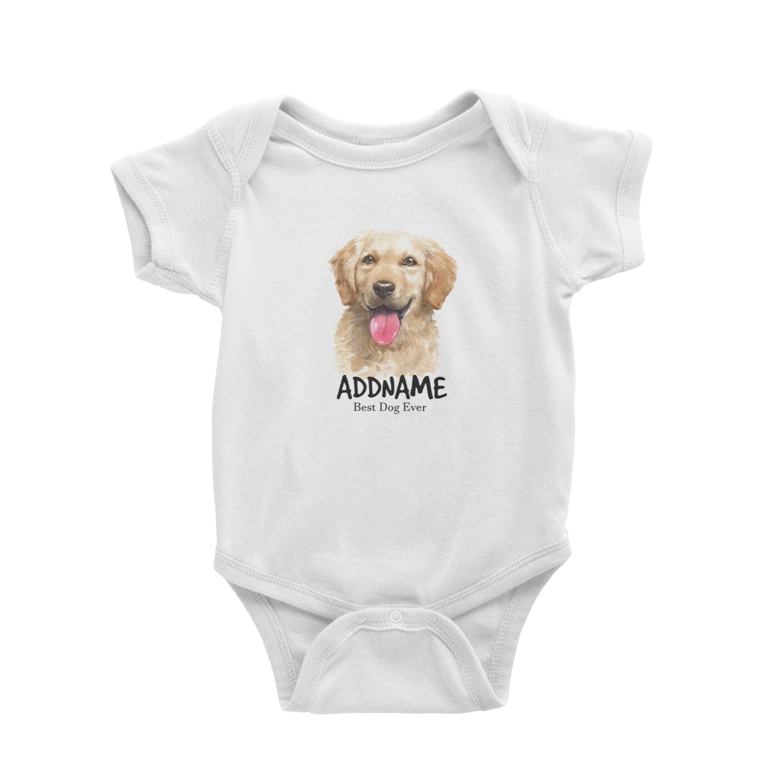 Watercolor Dog Golden Retriever Smile Best Dog Ever Addname Baby Romper