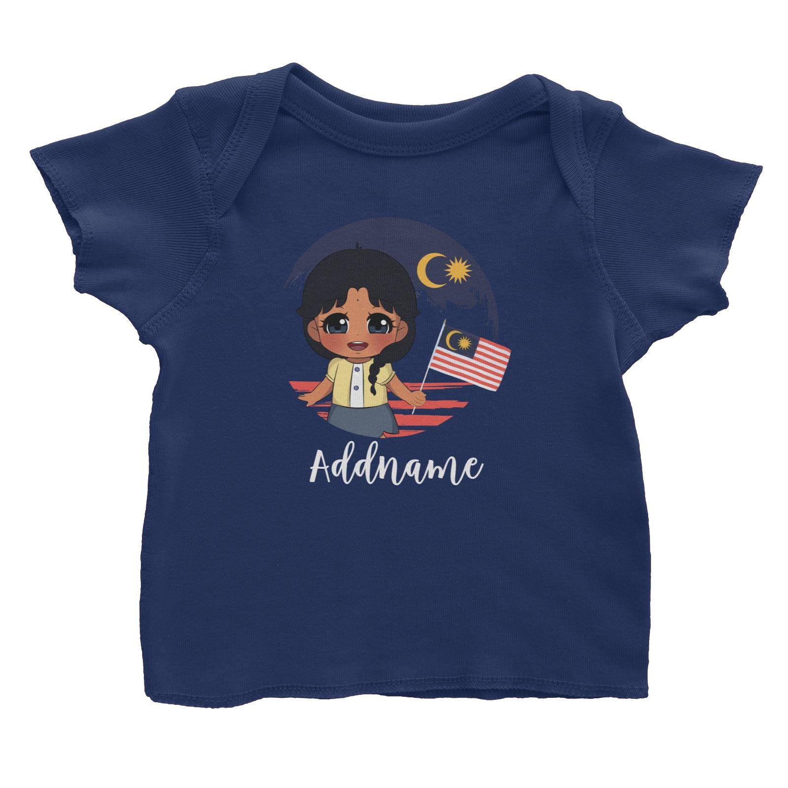 Merdeka Series Round Flag Indian Girl Addname Baby T-Shirt