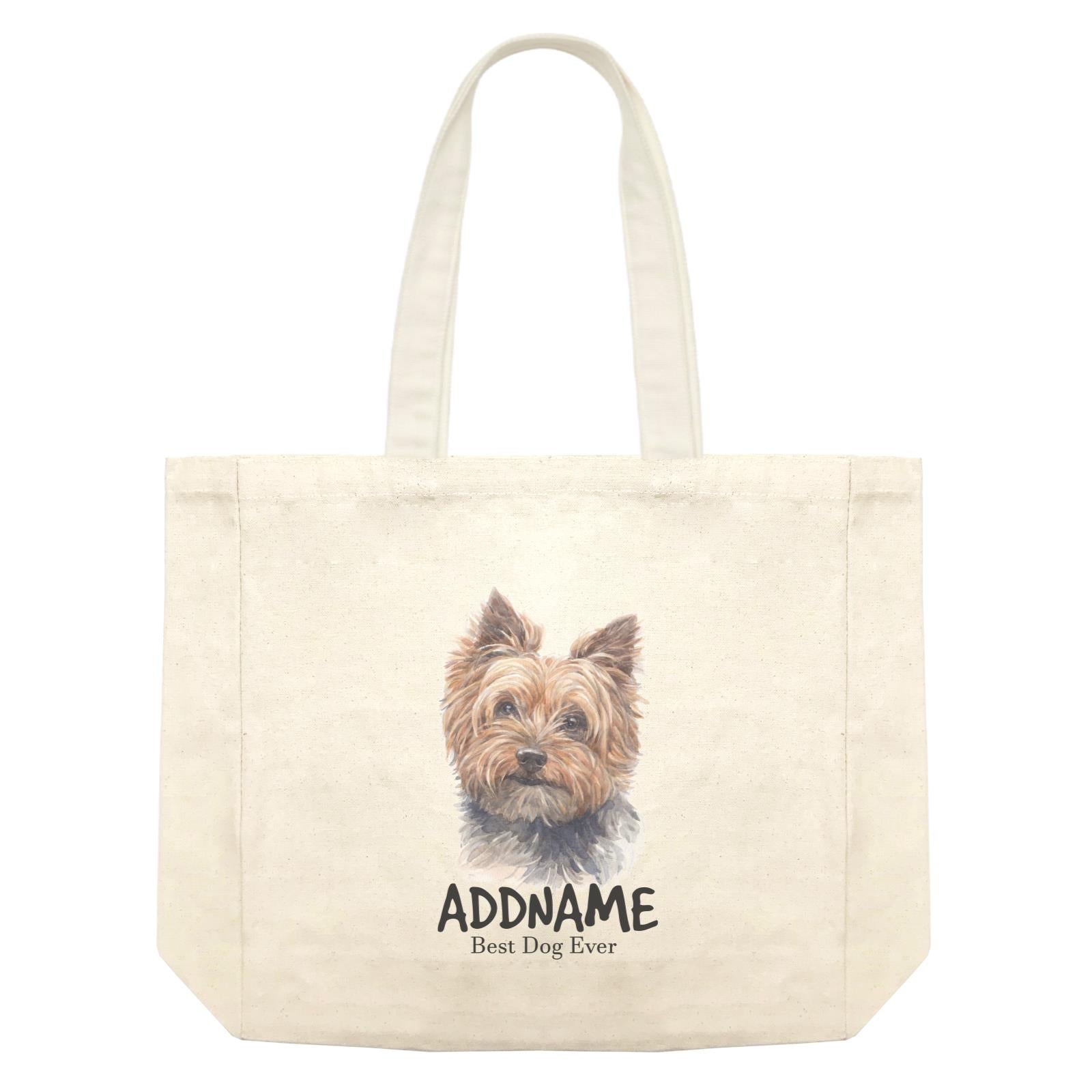 Watercolor Dog Yorkshire Terrier Brown Best Dog Ever Addname Shopping Bag