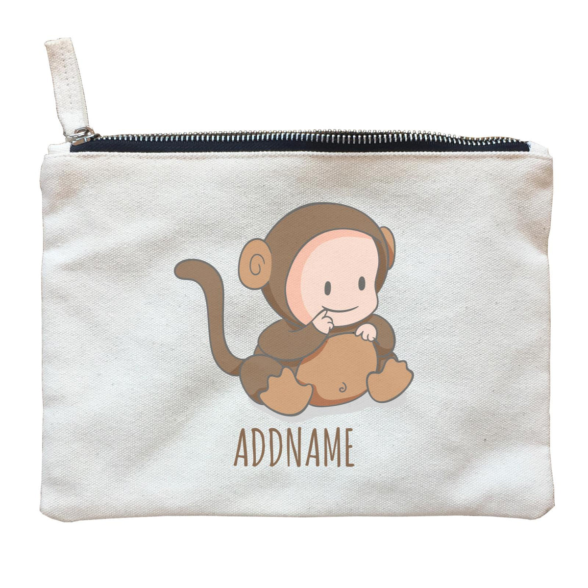 Cute Baby in Brown Monkey Suit Addname Zipper Pouch