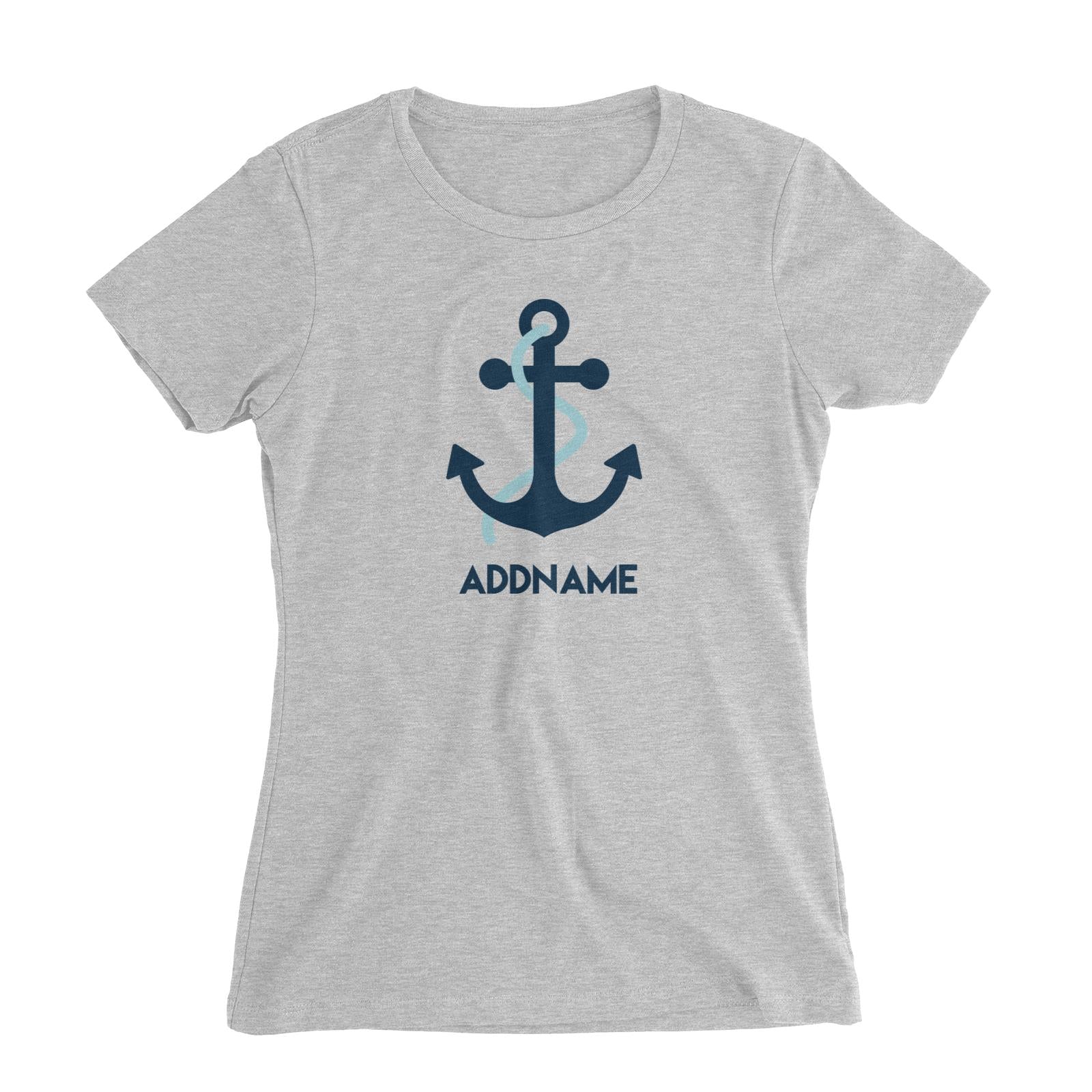 Sailor Anchor Blue Addname Women's Slim Fit T-Shirt  Matching Family Personalizable Designs