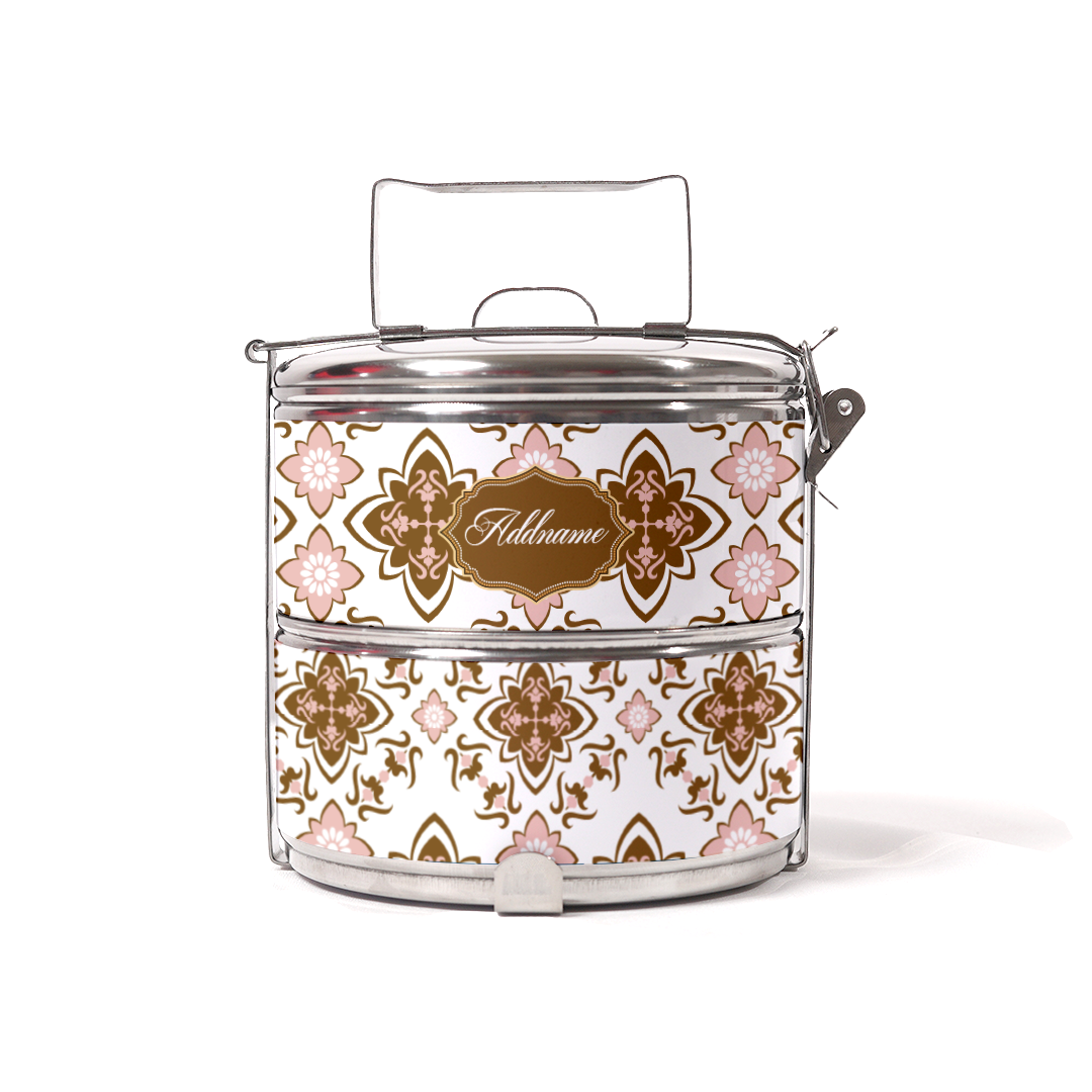 Khaki Mosaic Two Tier Tiffin Carrier