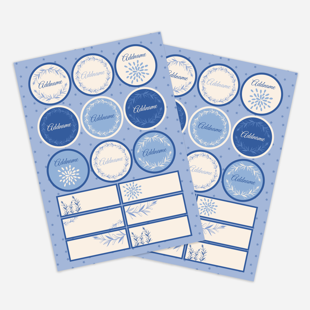 Wreath Boy Sticker Name Label Stickers