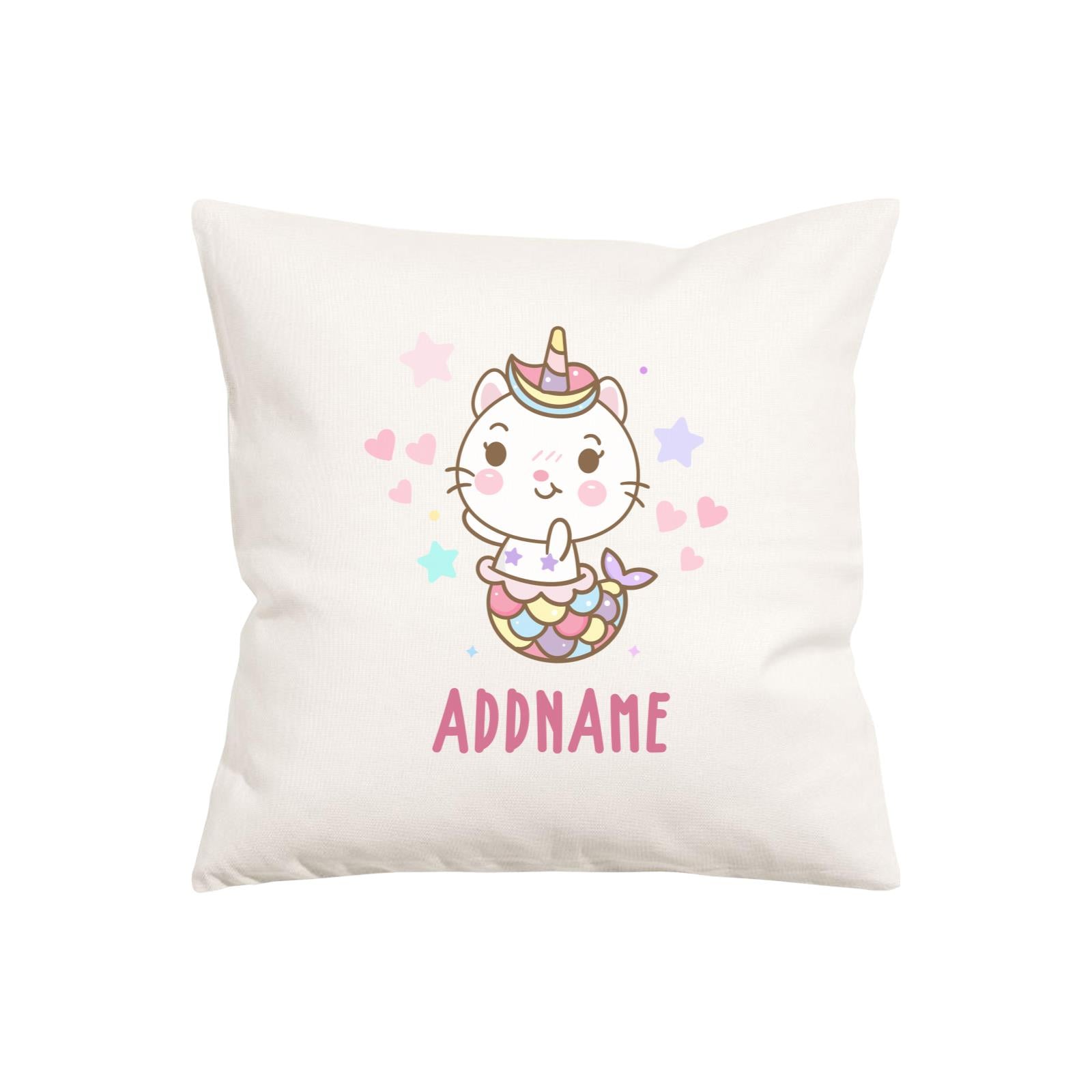 Unicorn And Princess Series Cute Shy Cat Mermaid Addname Pillow Cushion