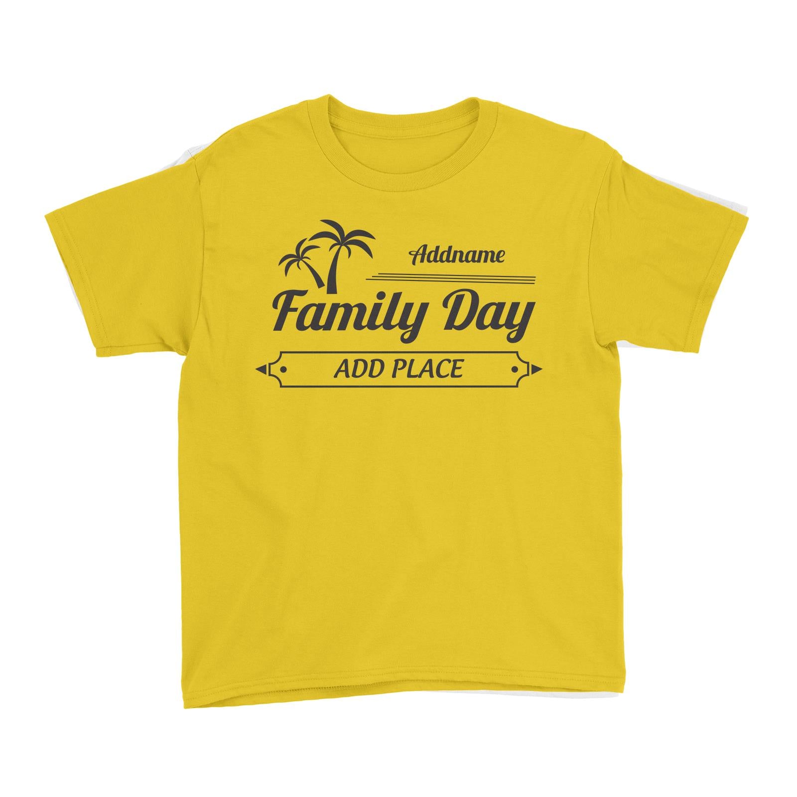 Family Day Tropical Coconut Tree Boarder Family Day Addname And Add Place Kid T-Shirt