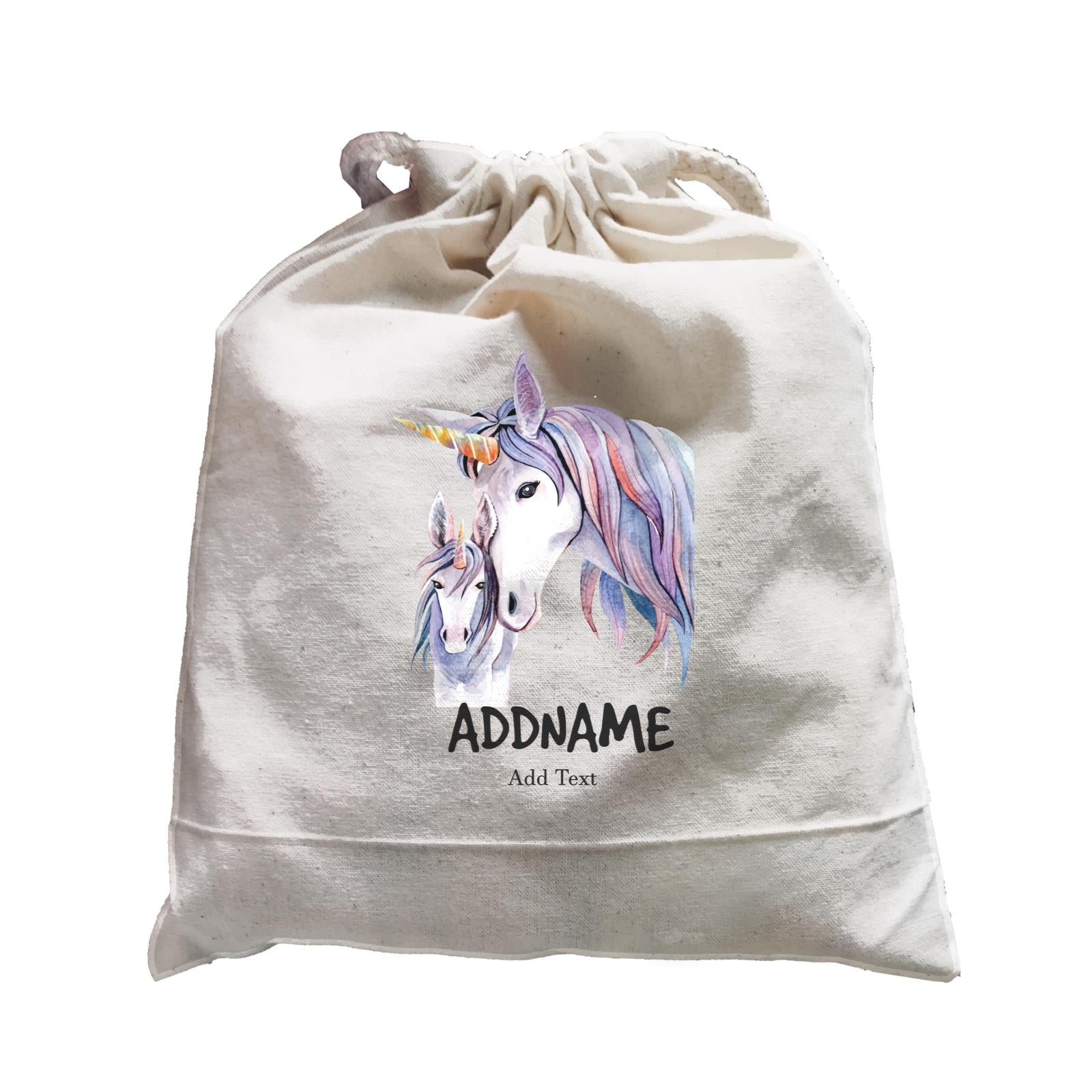 Watercolor Unicorn Mom & Child Addname Satchel