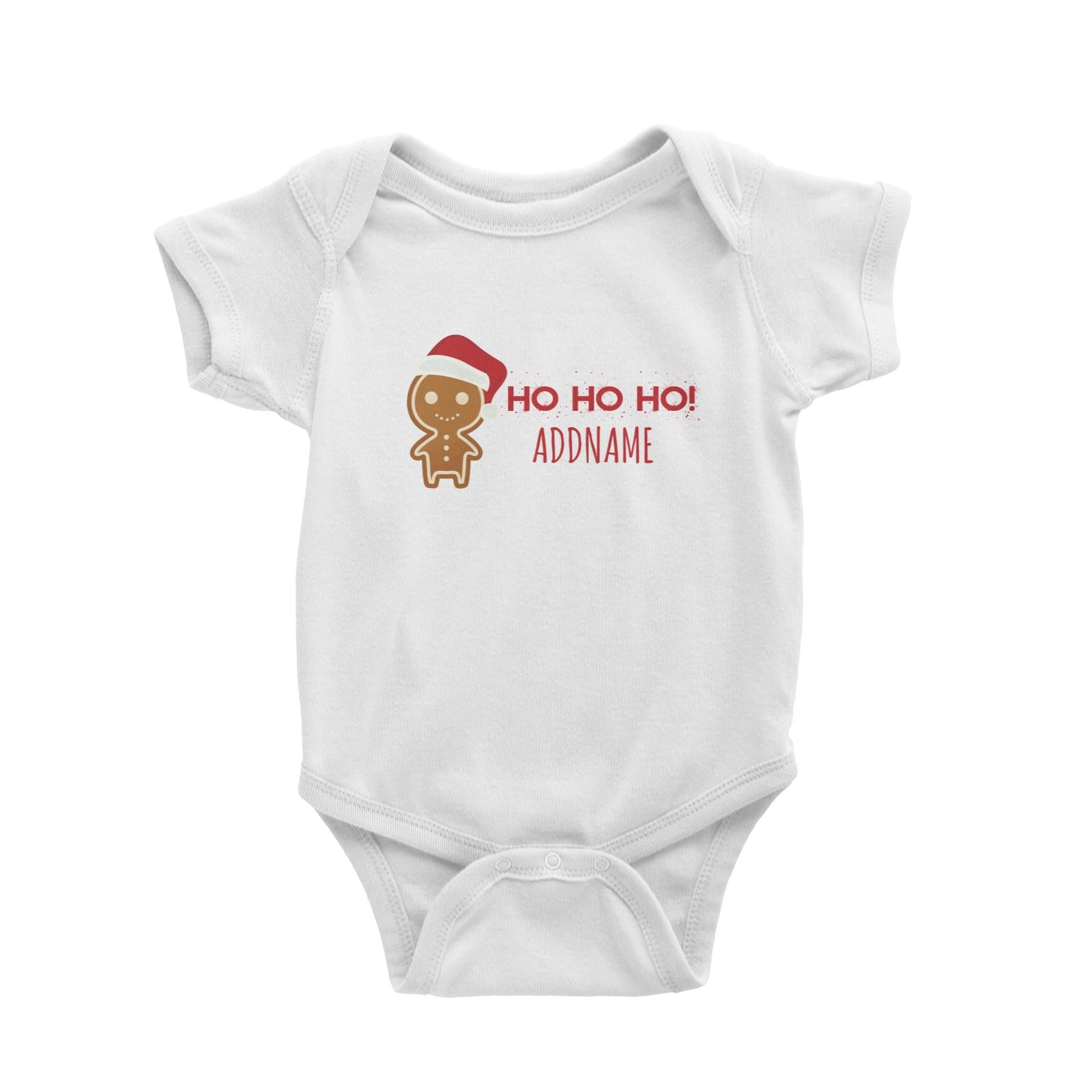 Cute Gingerbread Man with Santa Hat Addname Baby Romper Christmas Matching Family Lettering Personalizable Designs