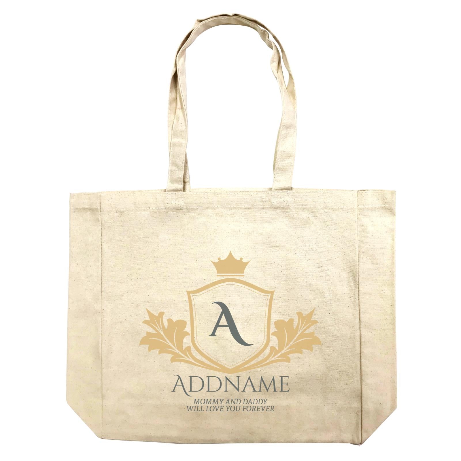 Royal Emblem Logo with Crown Personalizable with Initial Name and Text Shopping Bag