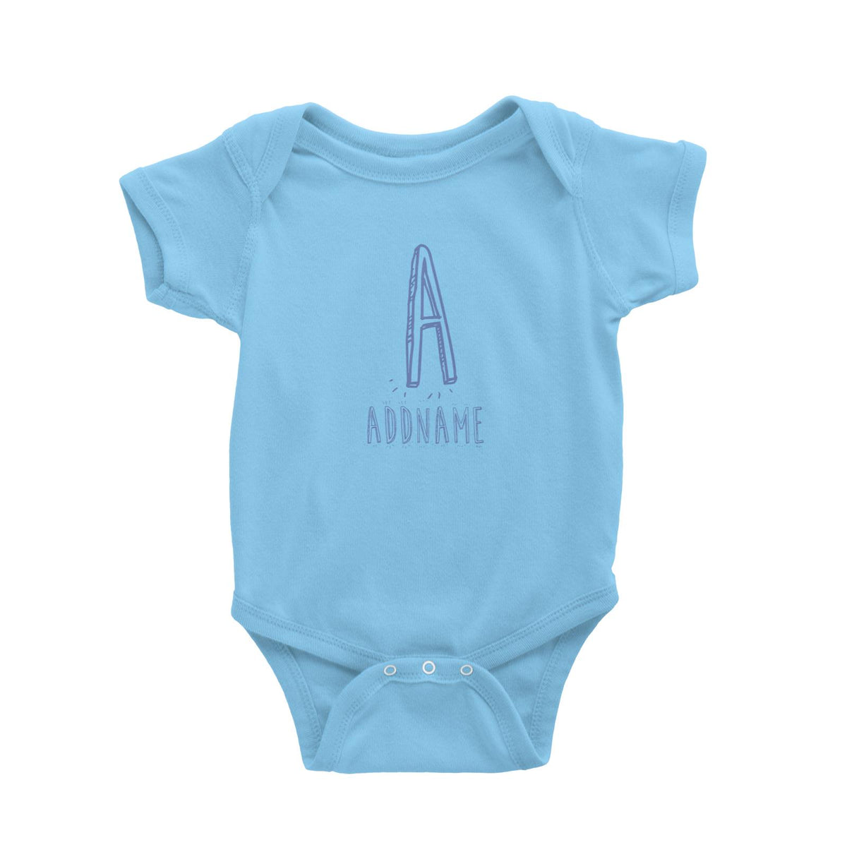 Comical Add Initial and Add Name in Blue Baby Romper