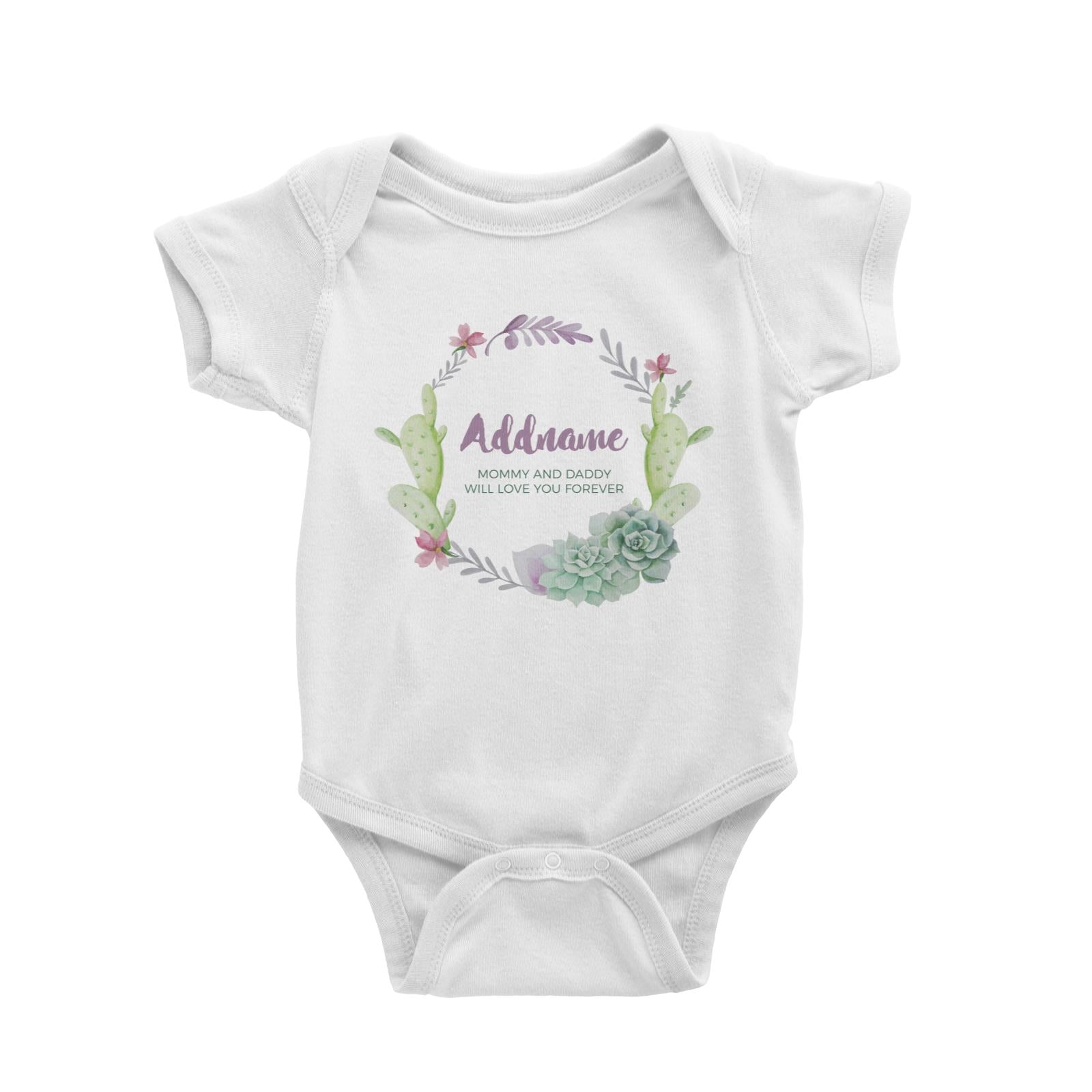 Succulent Wreath Personalizable with Name and Text Baby Romper