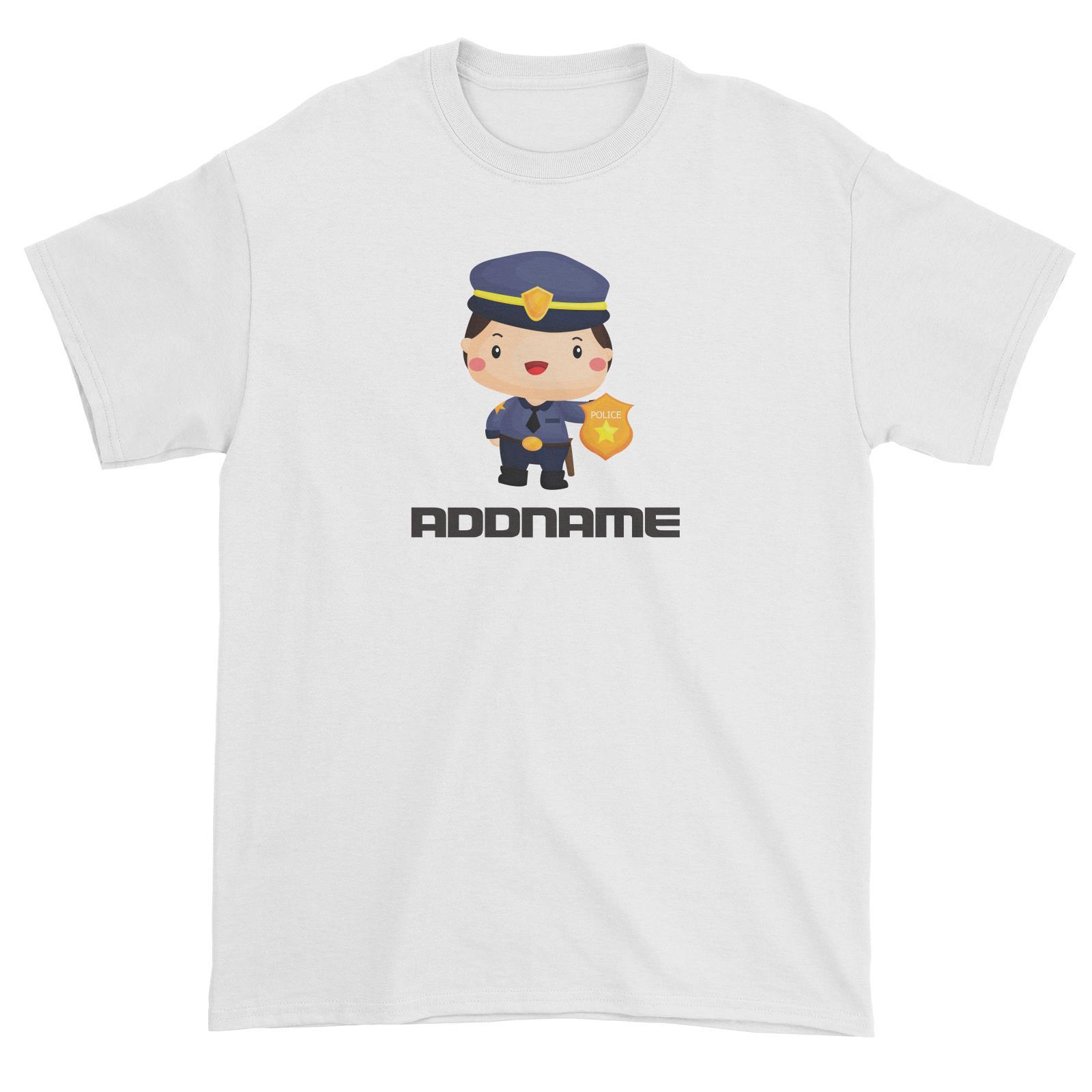 Birthday Police Officer Boy In Suit Addname Unisex T-Shirt