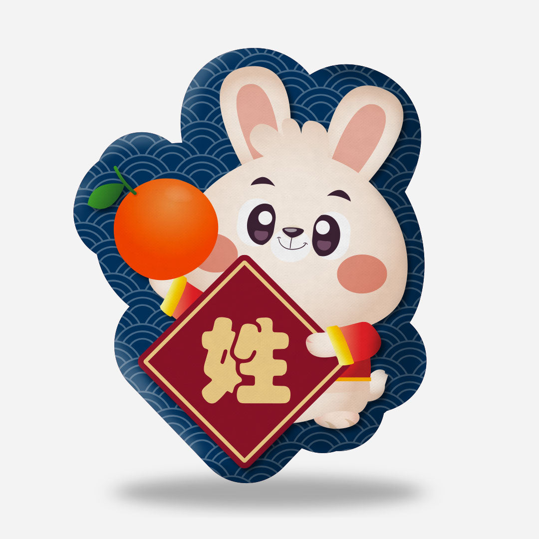 Cny Rabbit Family - Surname Brother Rabbit Plushie With Chinese Surname Blue
