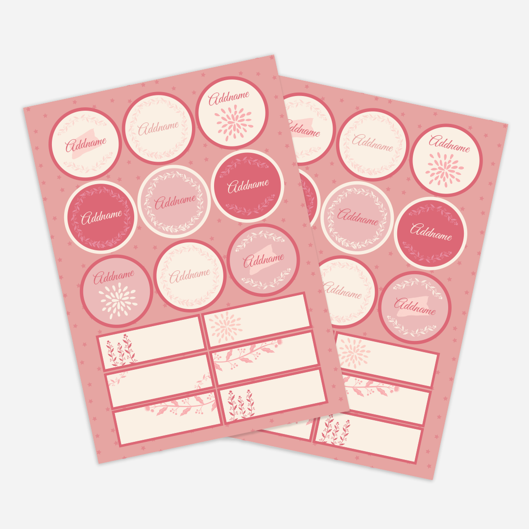 Wreath Girl Name Label Stickers