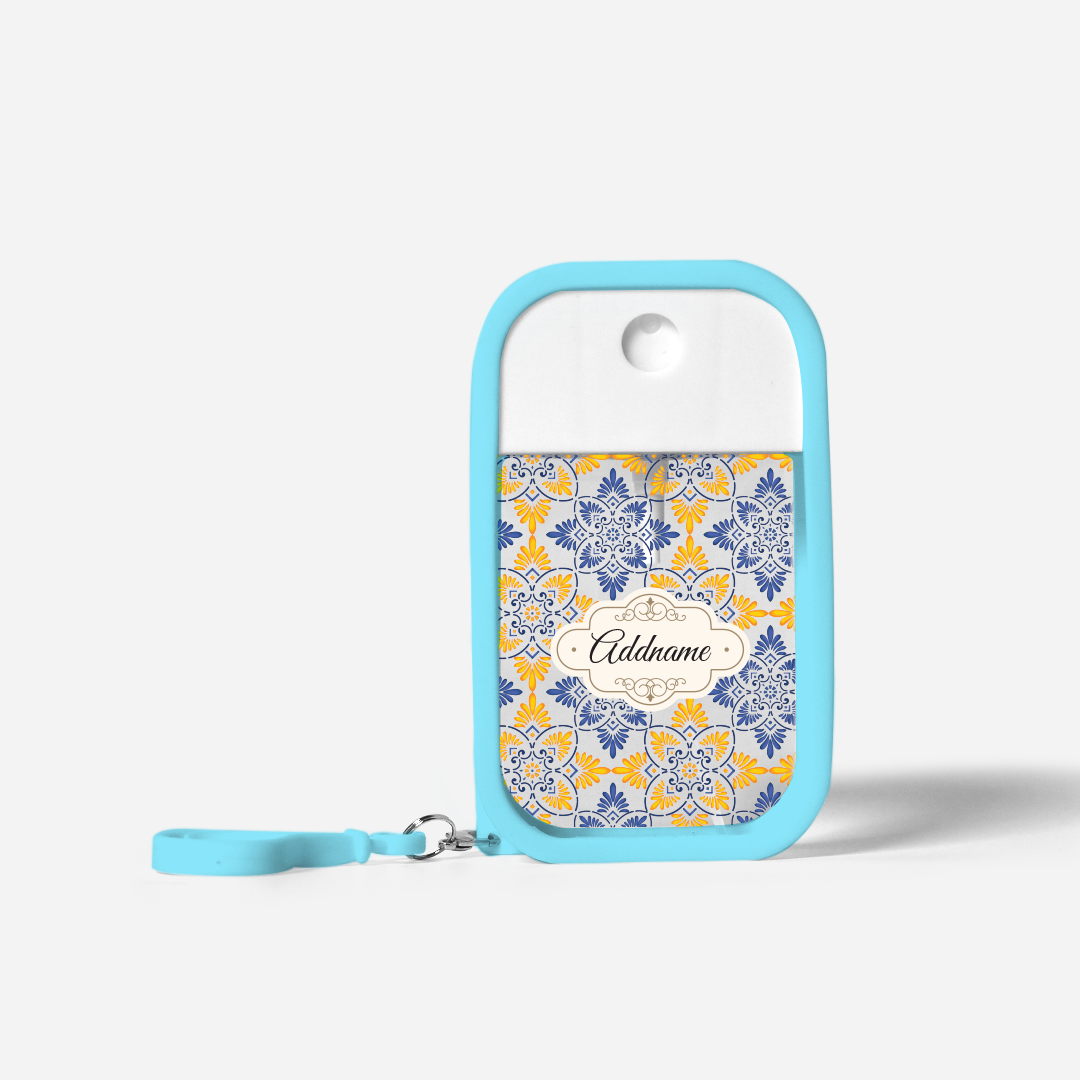 Moroccan Series Refillable Hand Sanitizer with Personalisation - Arabesque Butter Blue Light BLue