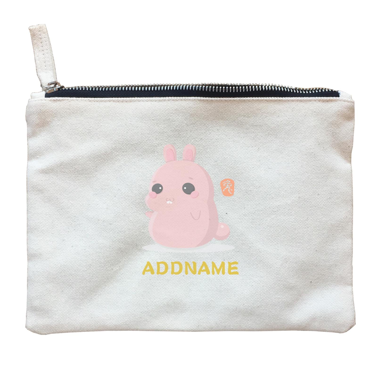 Chinese New Year Cute Twelve Zodiac Animals Rabbit Addname Zipper Pouch